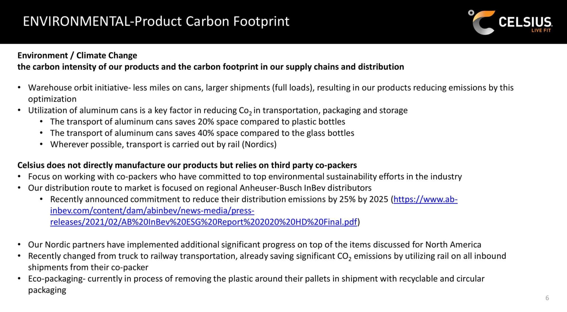 environmental product carbon footprint a | Celsius Holdings