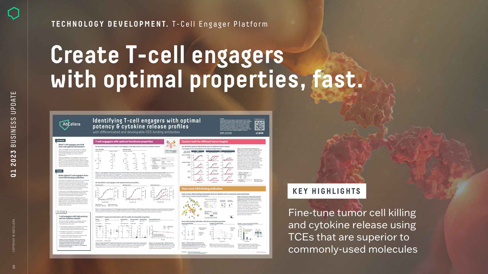 create cell with optimal properties fast fine tune tumor cell killing and release using that are superior to commonly used molecules | AbCellera