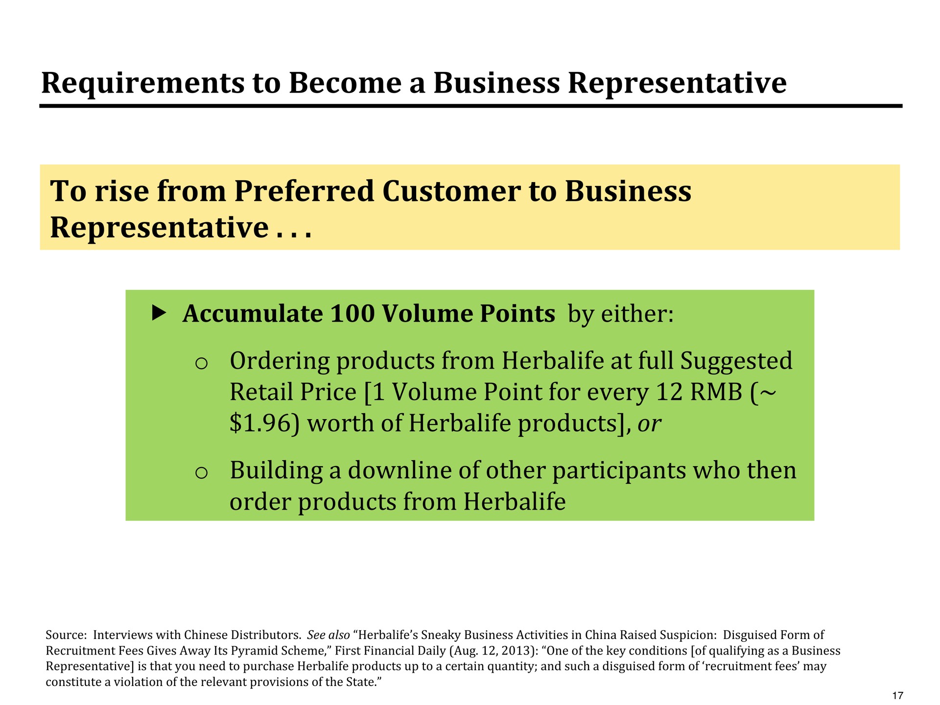 requirements to become a business representative to rise from preferred customer to business representative | Pershing Square