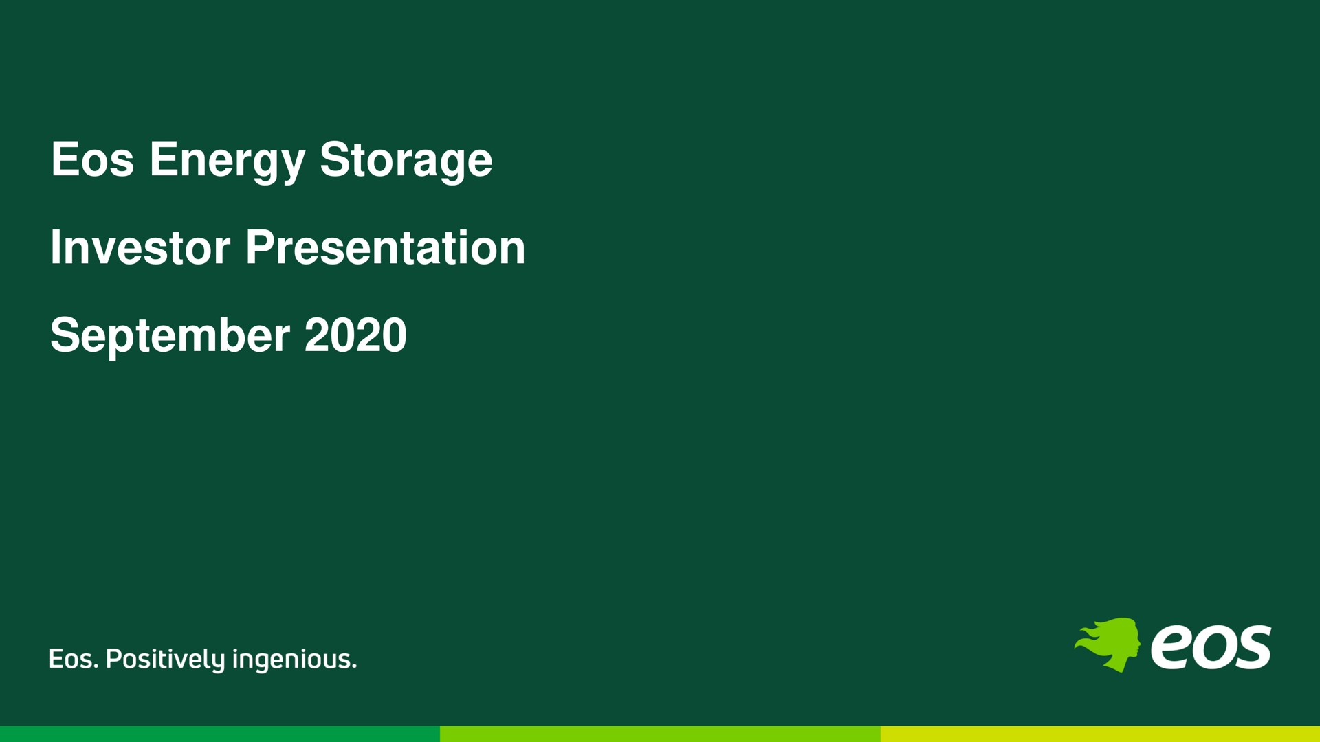 energy storage investor presentation positively ingenious | Eos Energy