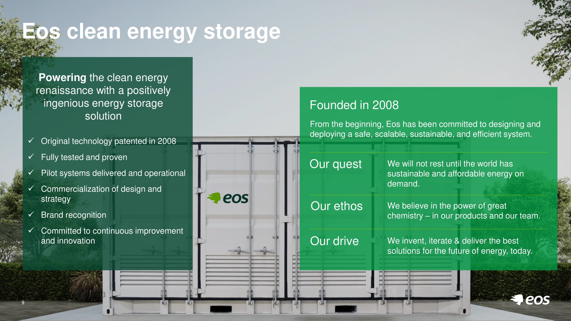 clean energy storage powering the clean energy renaissance with a positively ingenious energy storage solution founded in our quest our ethos our drive we will not rest until world has we believe power of great | Eos Energy