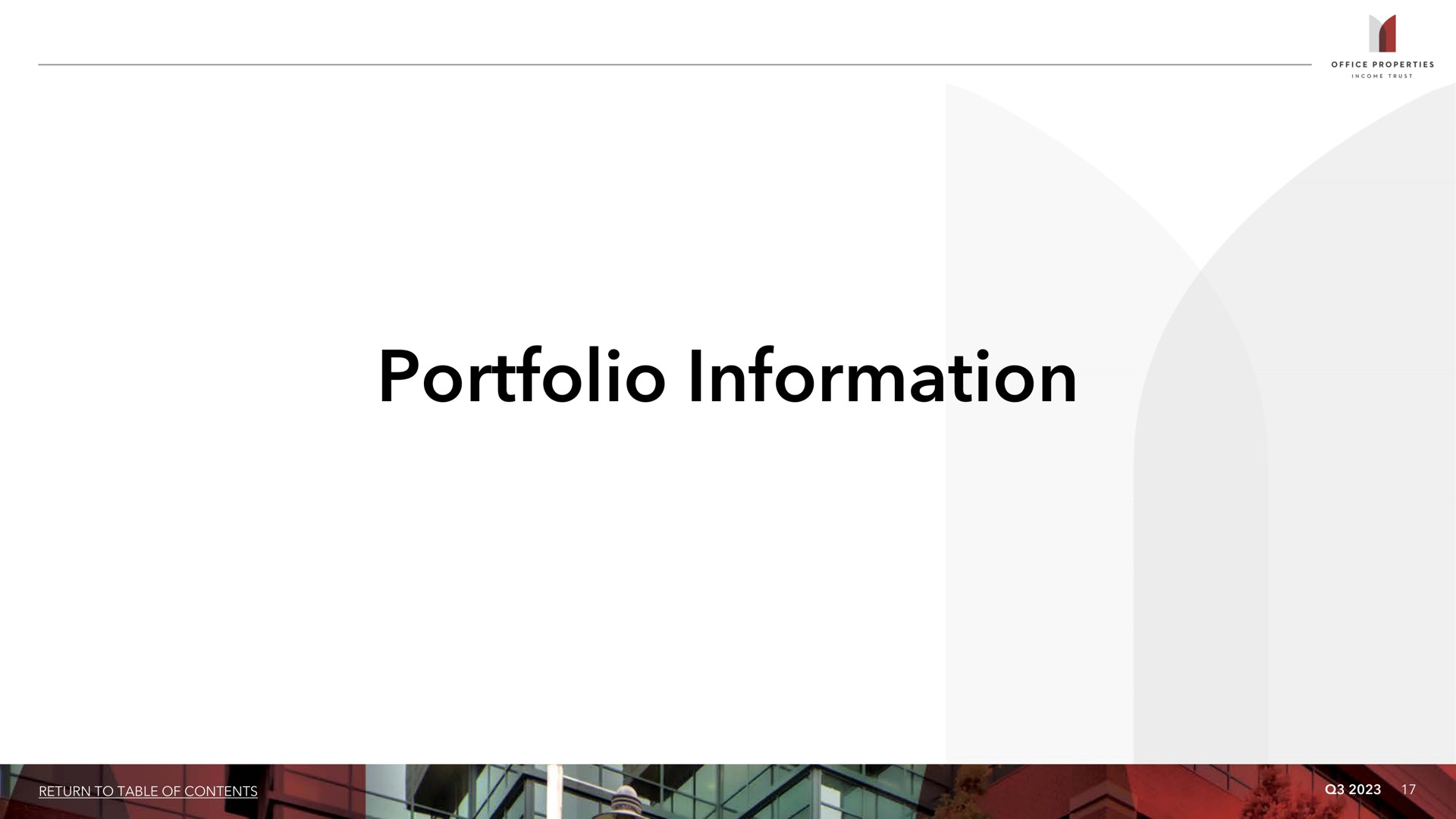 portfolio information | Office Properties Income Trust