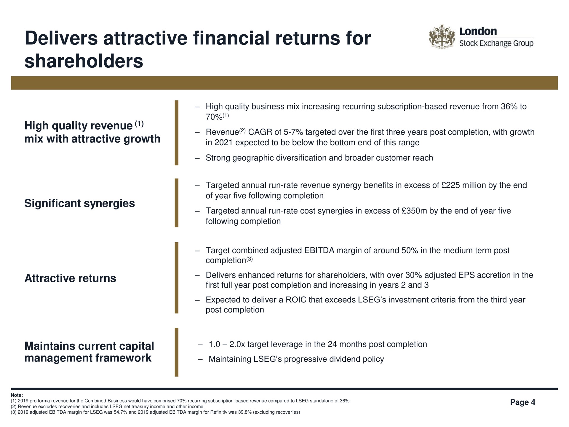 delivers attractive financial returns for shareholders | LSE