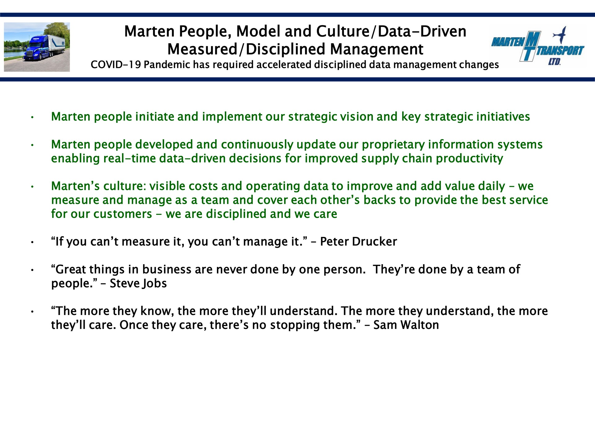 marten people model and culture data driven measured disciplined management if | Marten Transport
