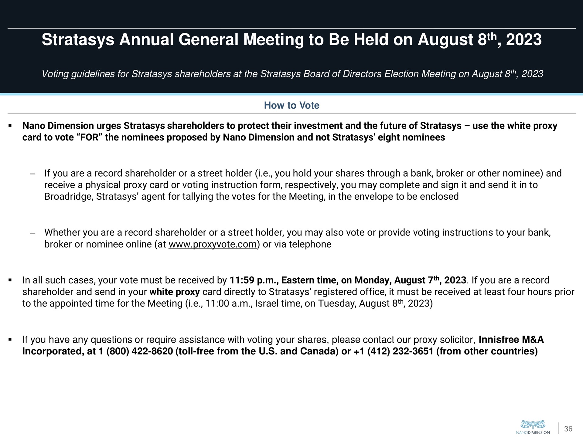annual general meeting to be held on august | Nano Dimension