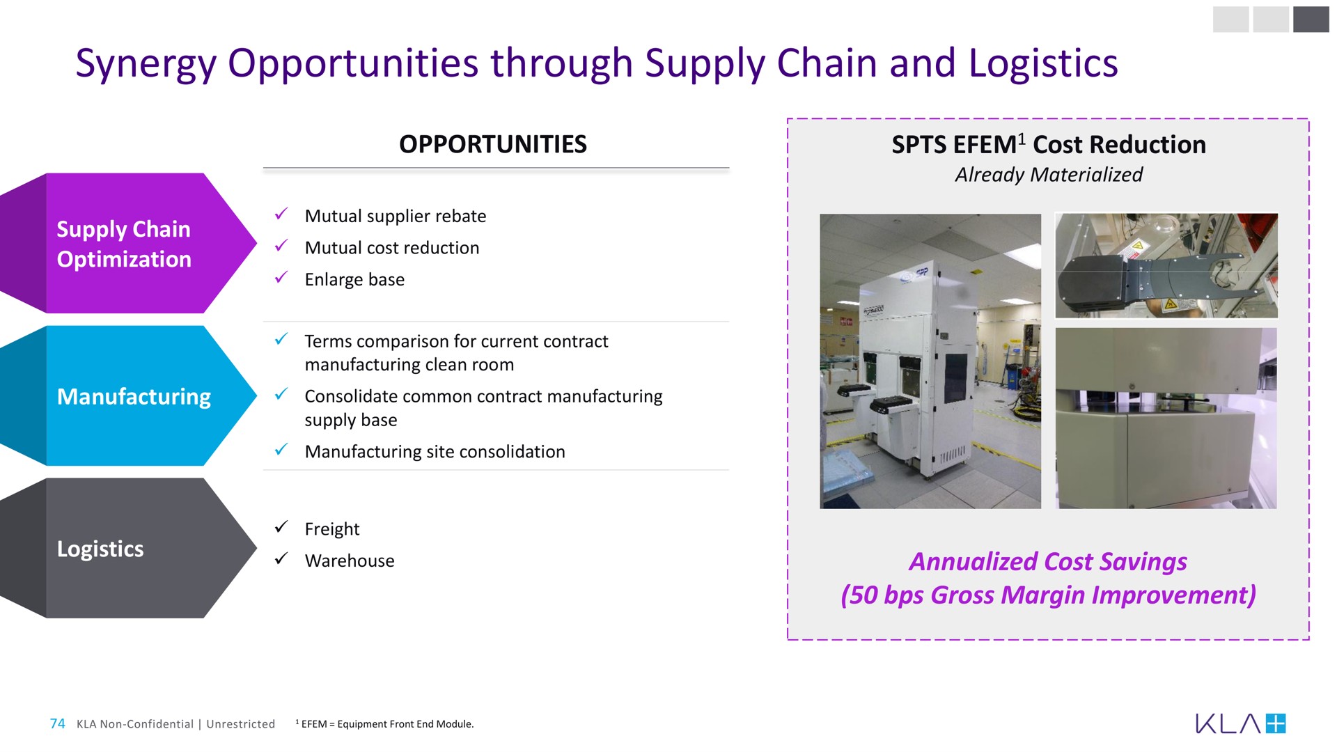 synergy opportunities through supply chain and logistics | KLA