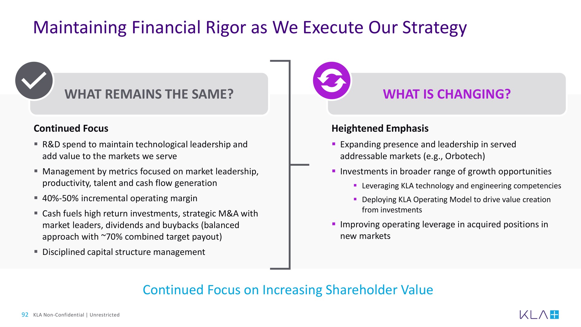 maintaining financial rigor as we execute our strategy | KLA