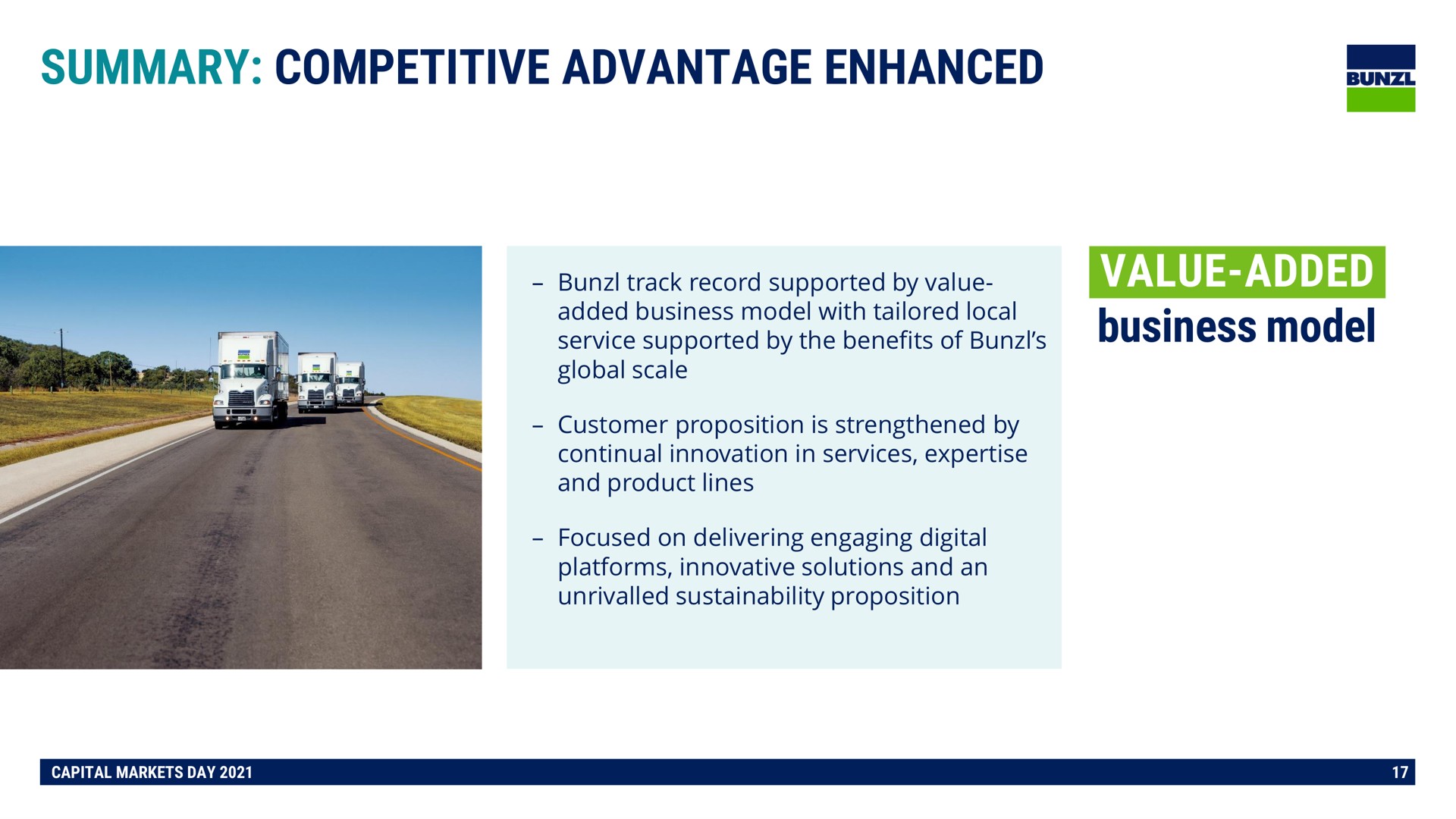 summary competitive advantage enhanced value added business model | Bunzl