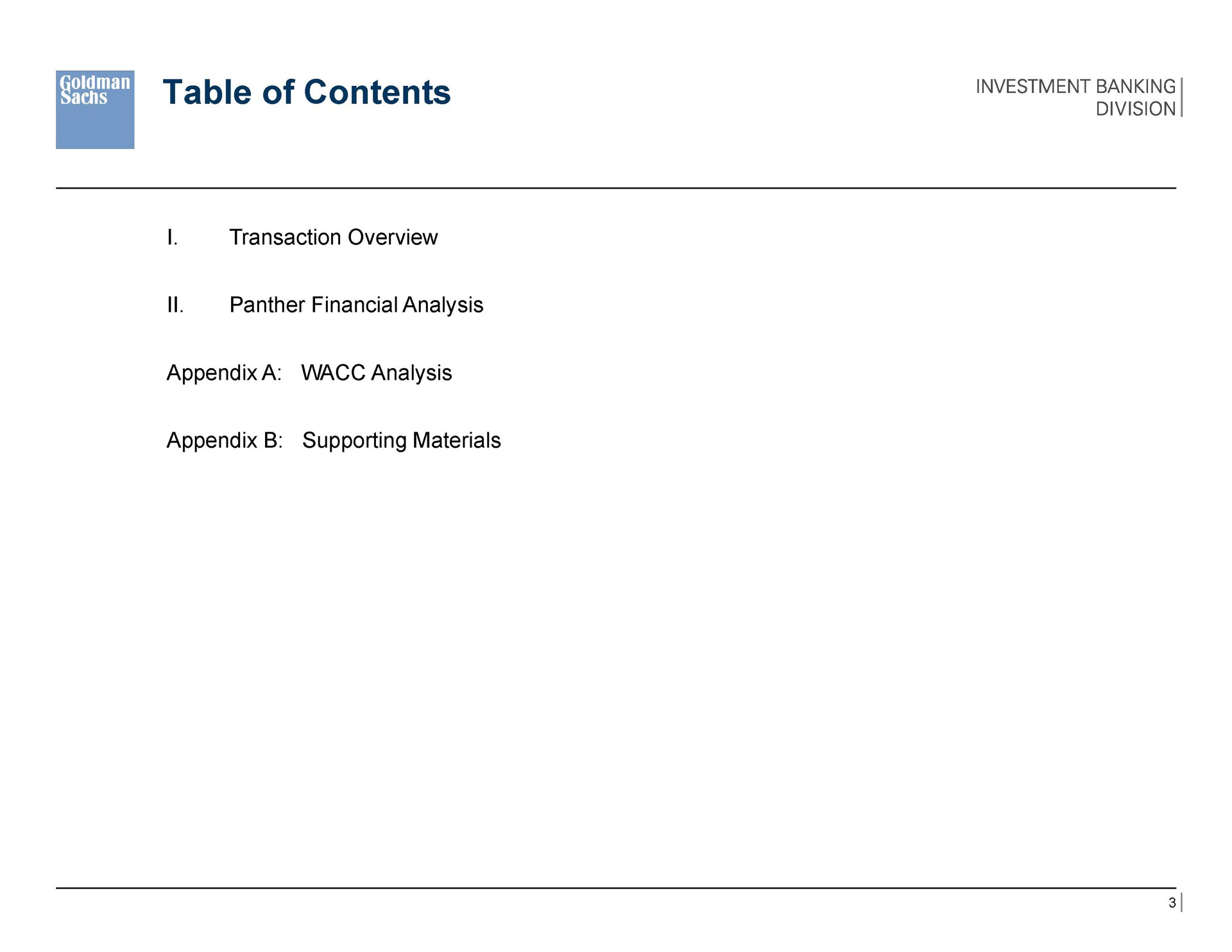 table of contents | Goldman Sachs