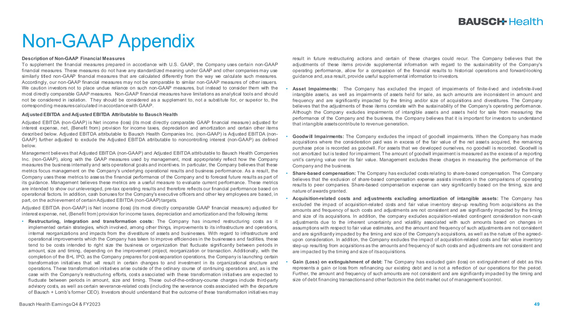 non appendix | Bausch Health Companies