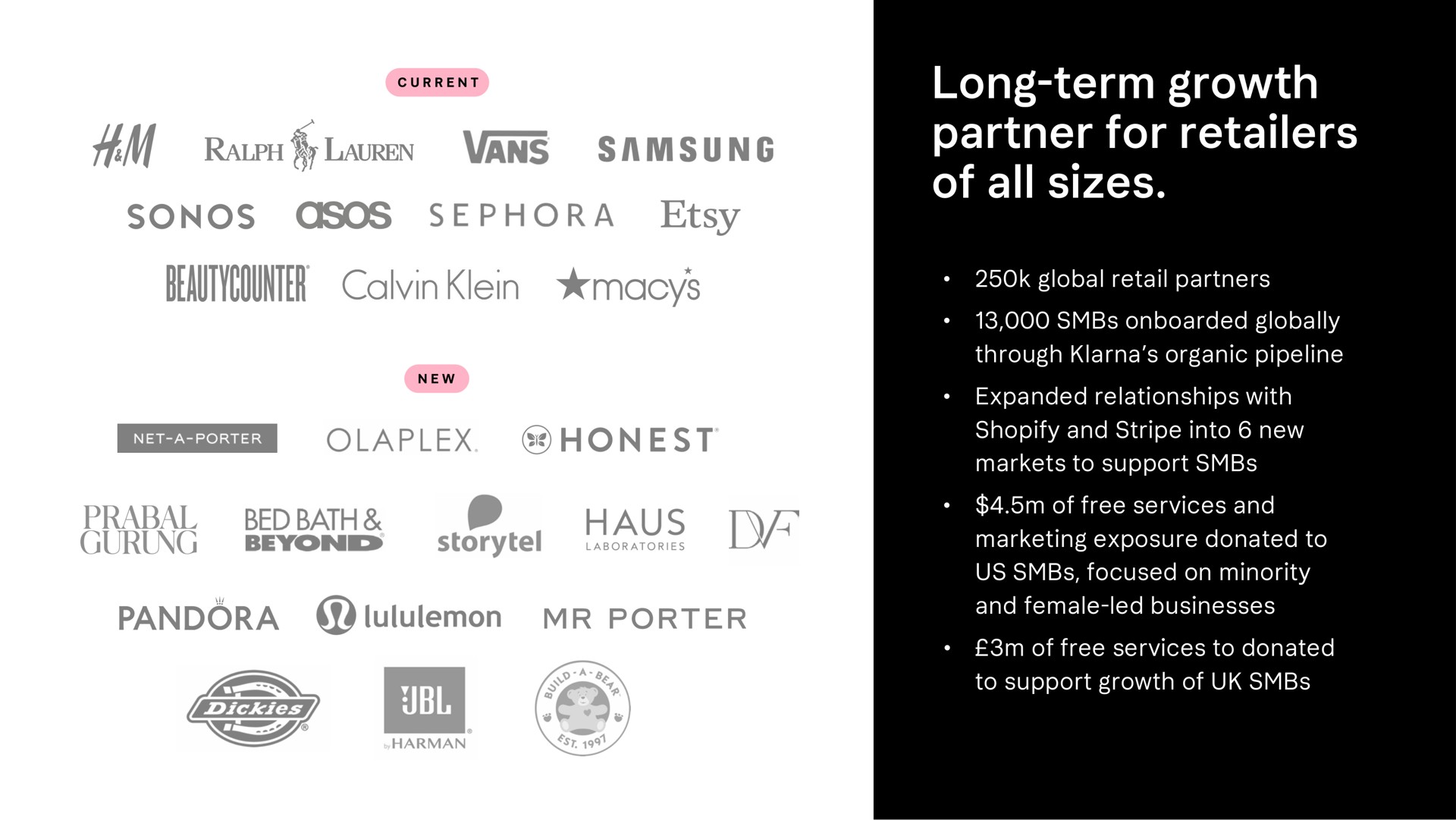 long term growth partner for retailers of all sizes current | Klarna