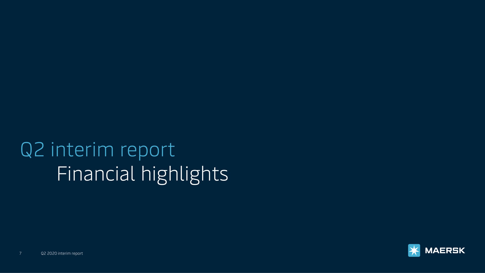 interim report financial highlights pee i | Maersk