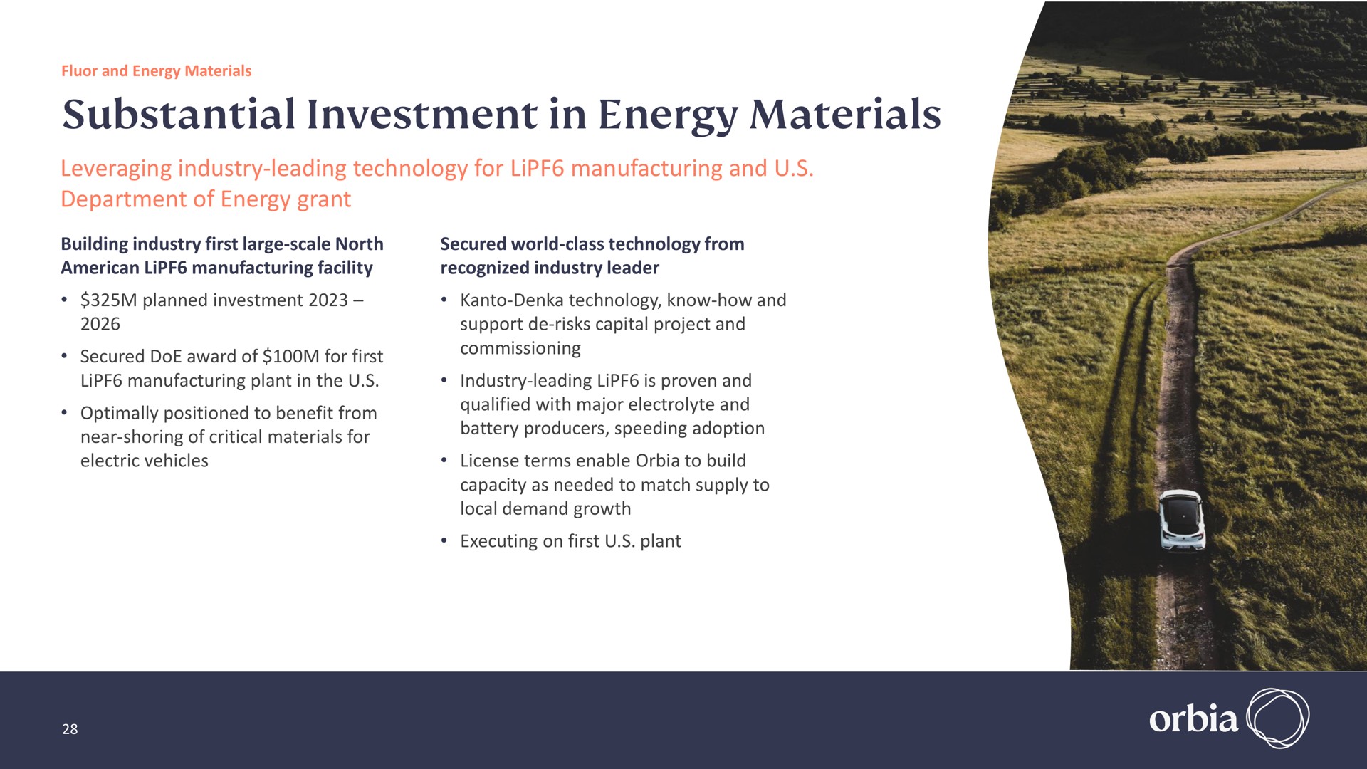 substantial investment in energy materials | Orbia