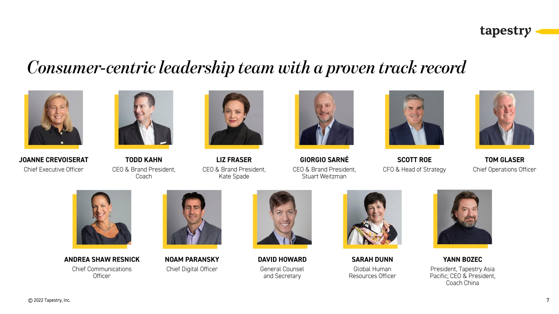 consumer centric leadership team with a proven track record | Tapestry