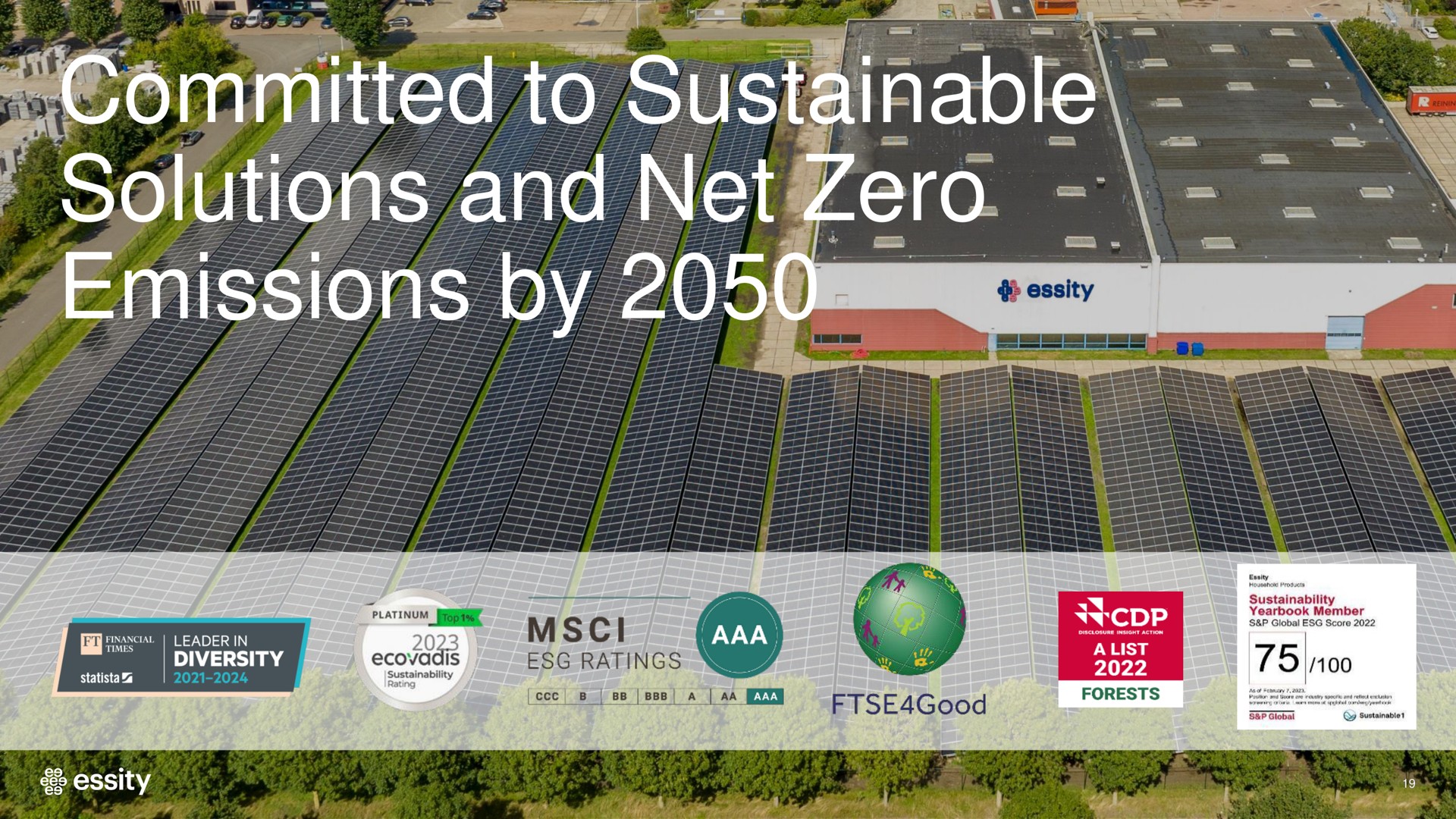 committed to committed to sustainable sustainable solutions and solutions and net zero emissions by net zero emissions by | Essity