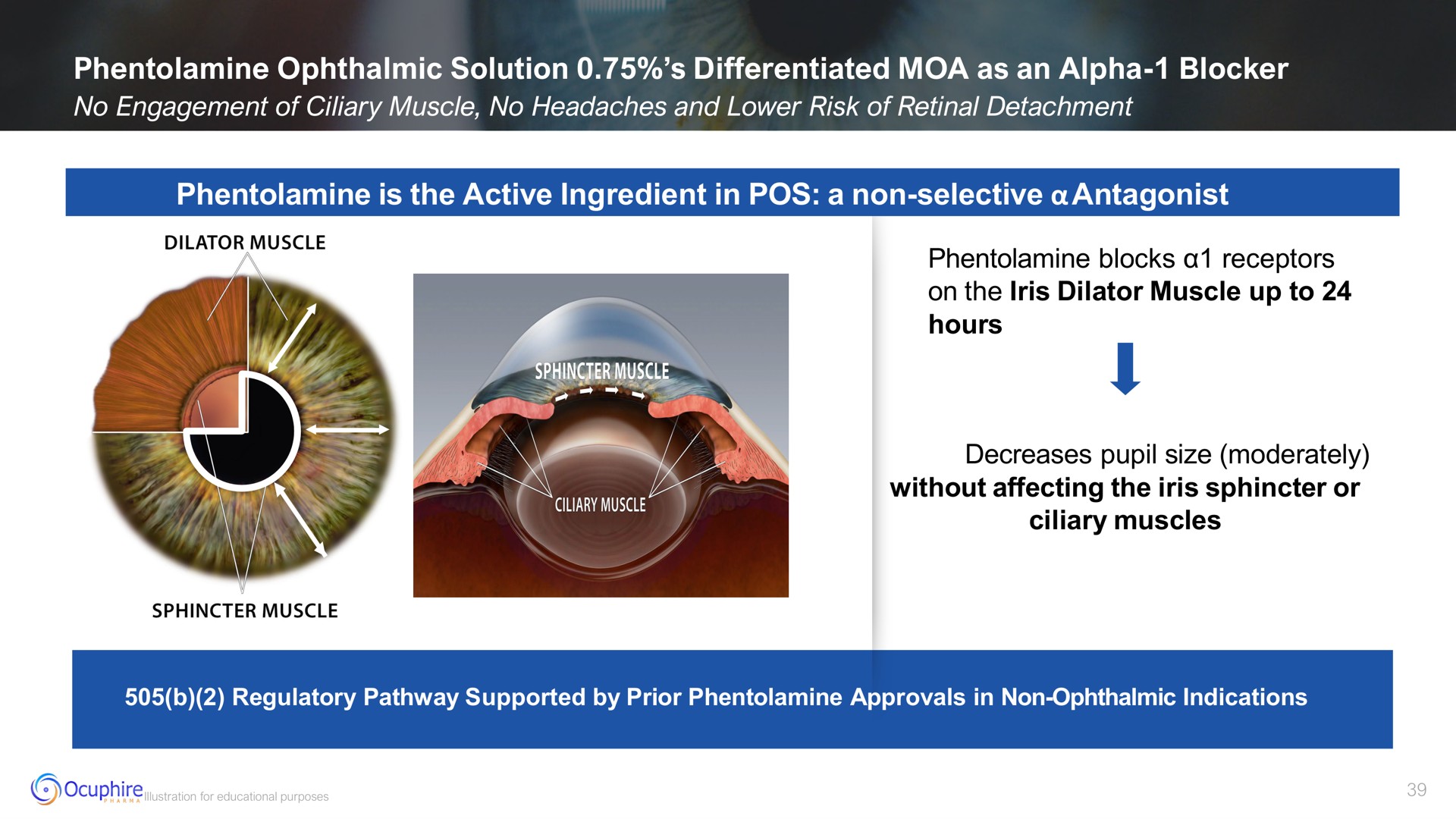 ophthalmic solution differentiated as an alpha blocker is the active ingredient in pos a non selective antagonist | Ocuphire Pharma
