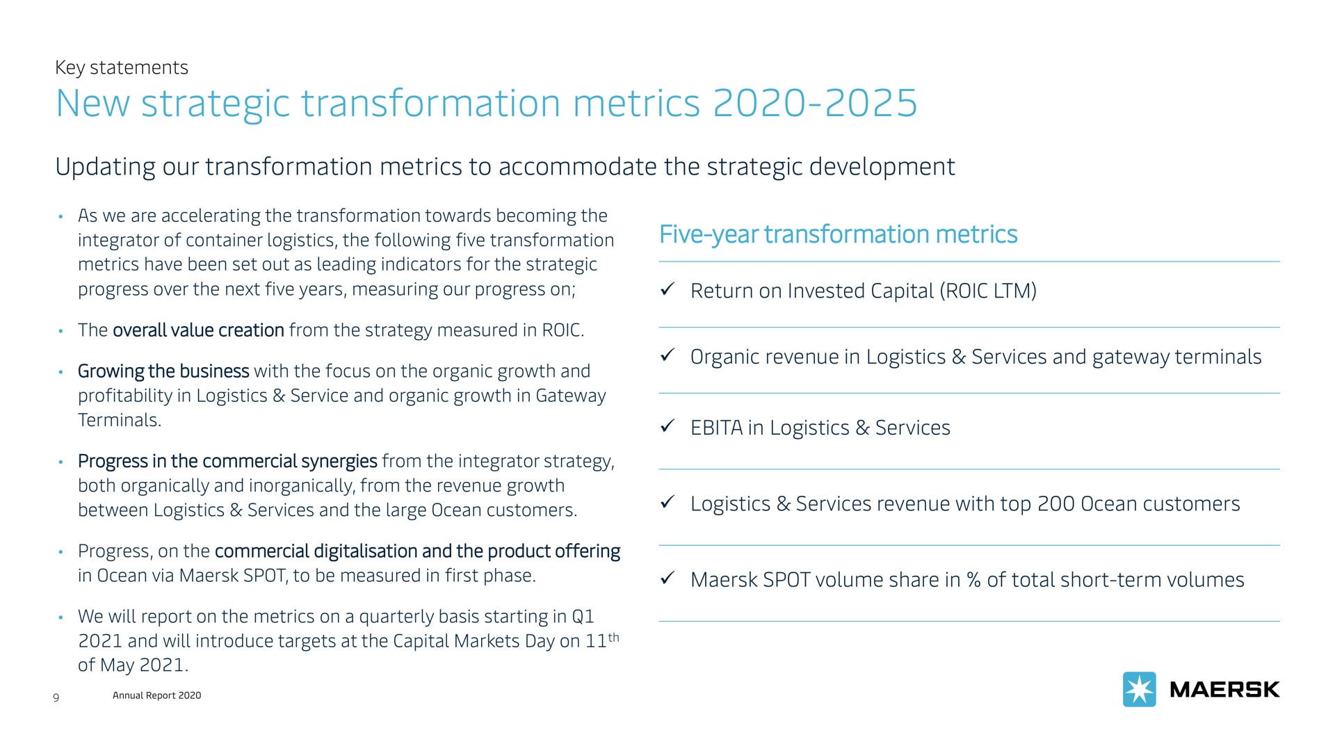new strategic transformation metrics | Maersk