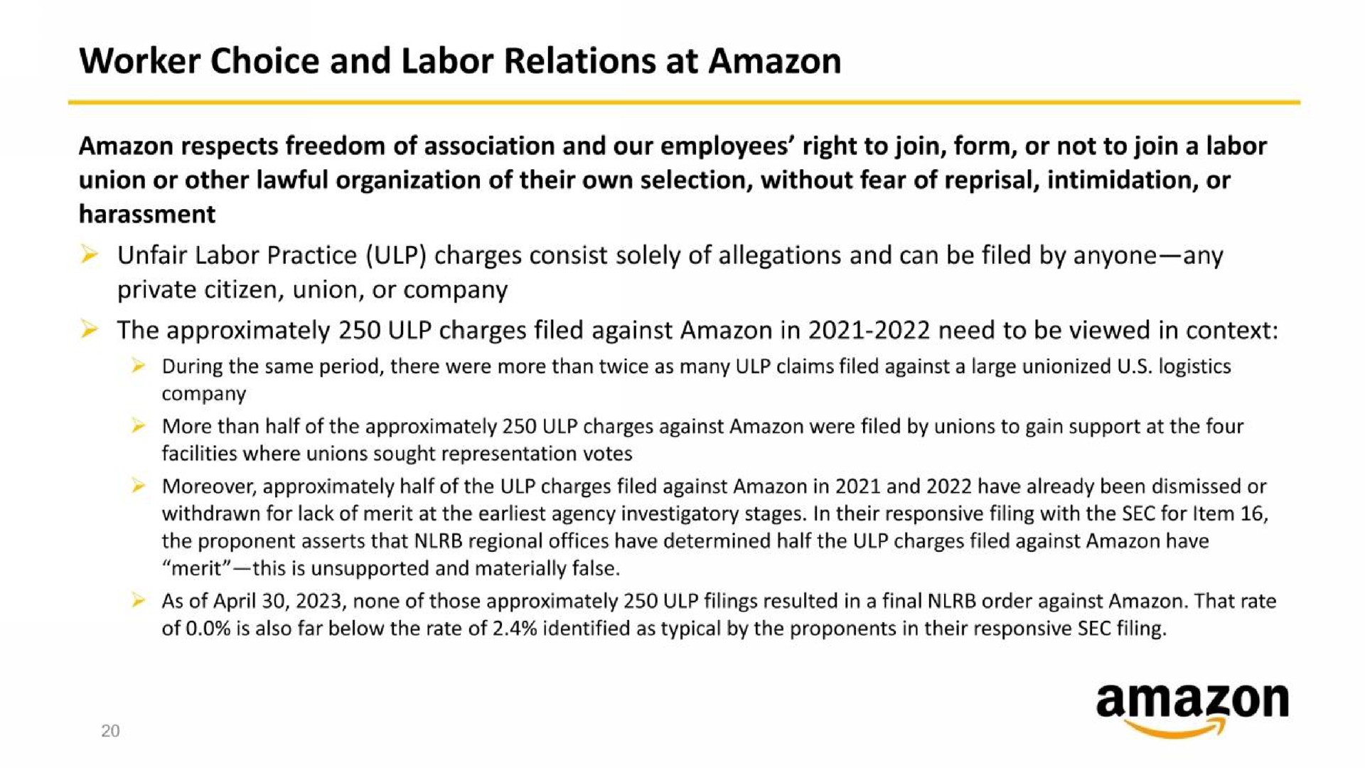 worker choice and labor relations at | Amazon