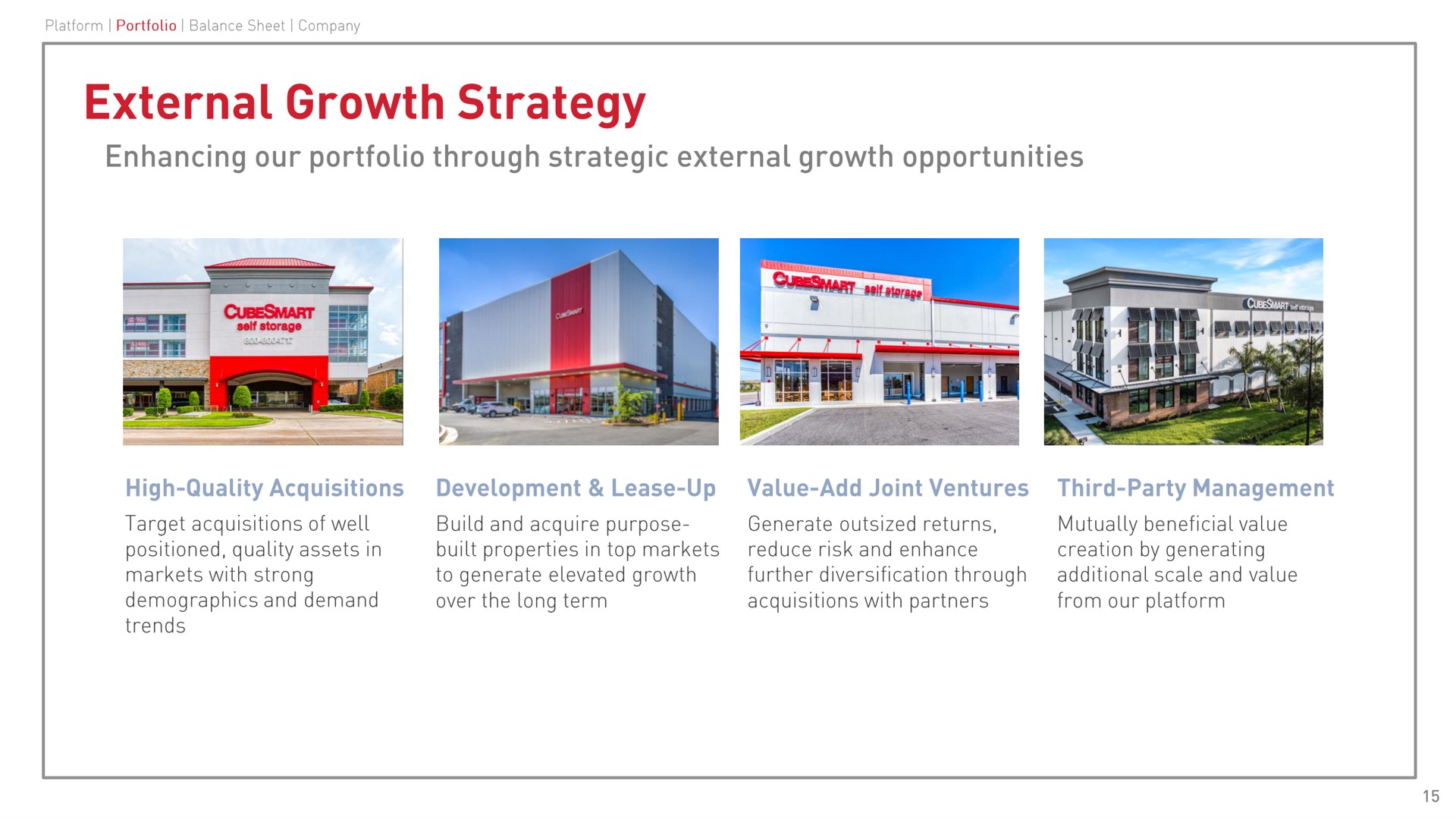 external growth strategy | CubeSmart