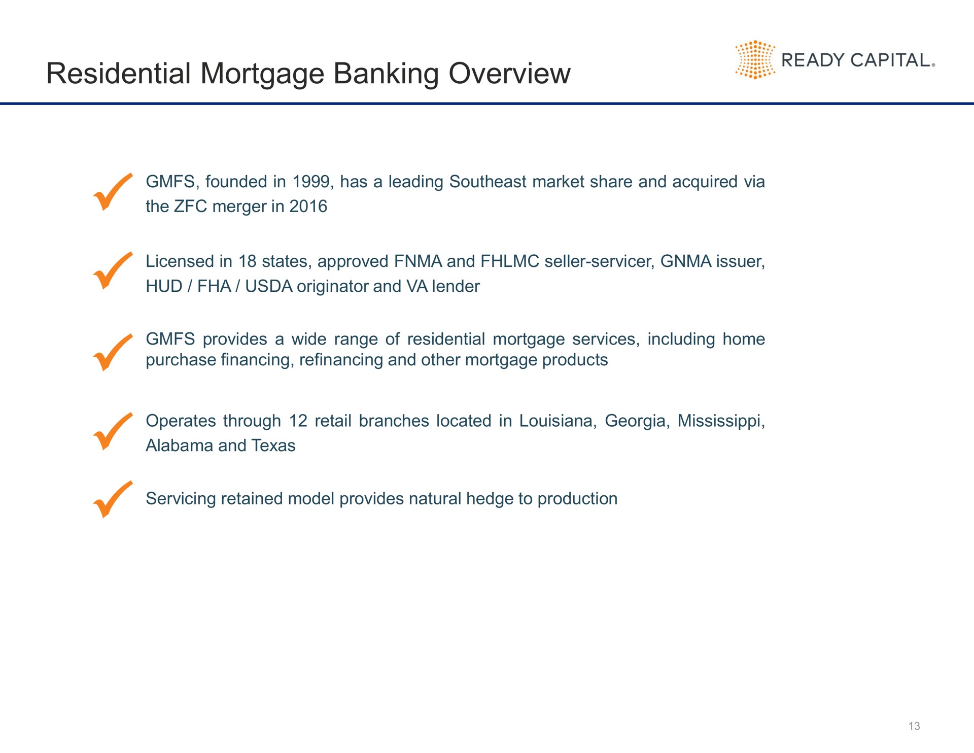 residential mortgage banking overview ready capital a | Ready Capital