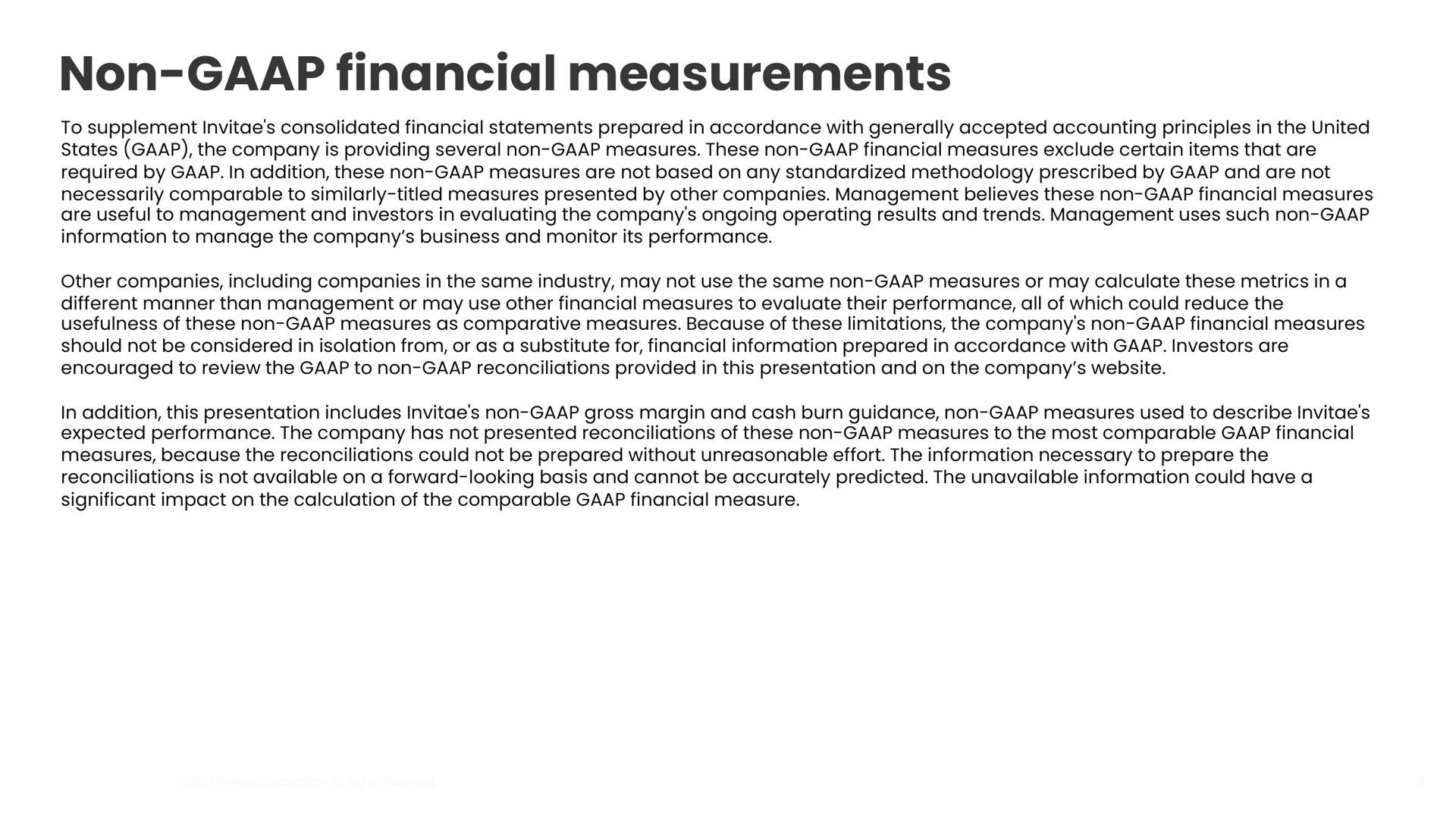 non financial measurements | Invitae