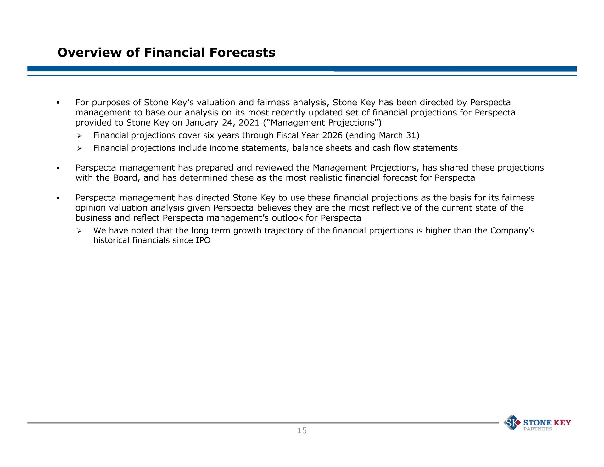 overview of financial forecasts stone key | Stone Key Partners