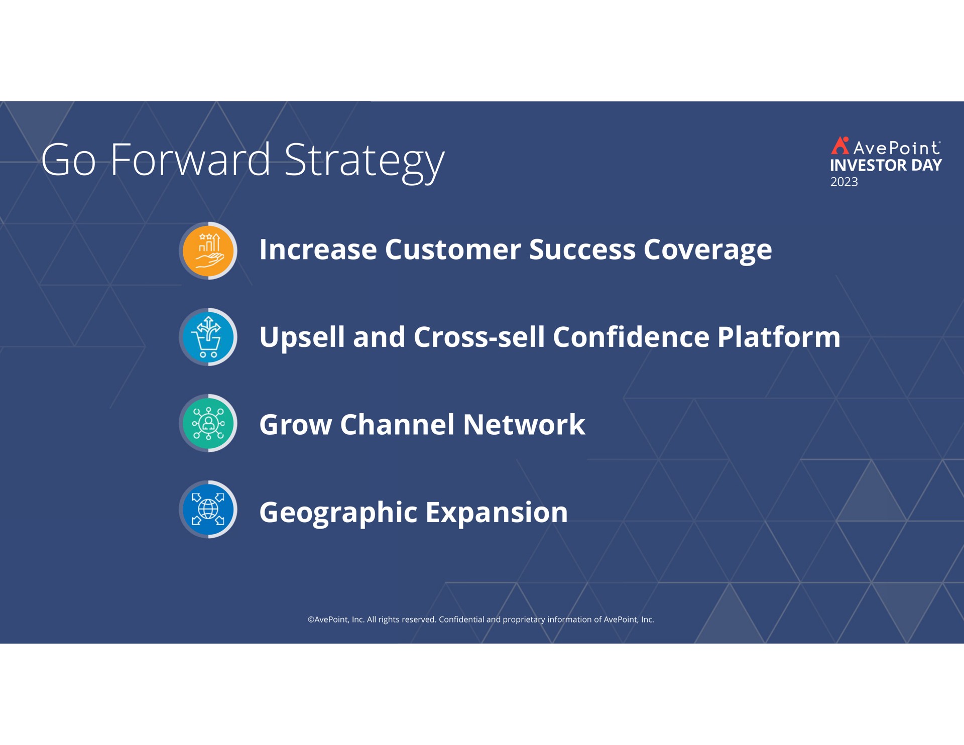 go forward strategy increase customer success coverage and cross sell confidence platform grow channel network geographic expansion | AvePoint