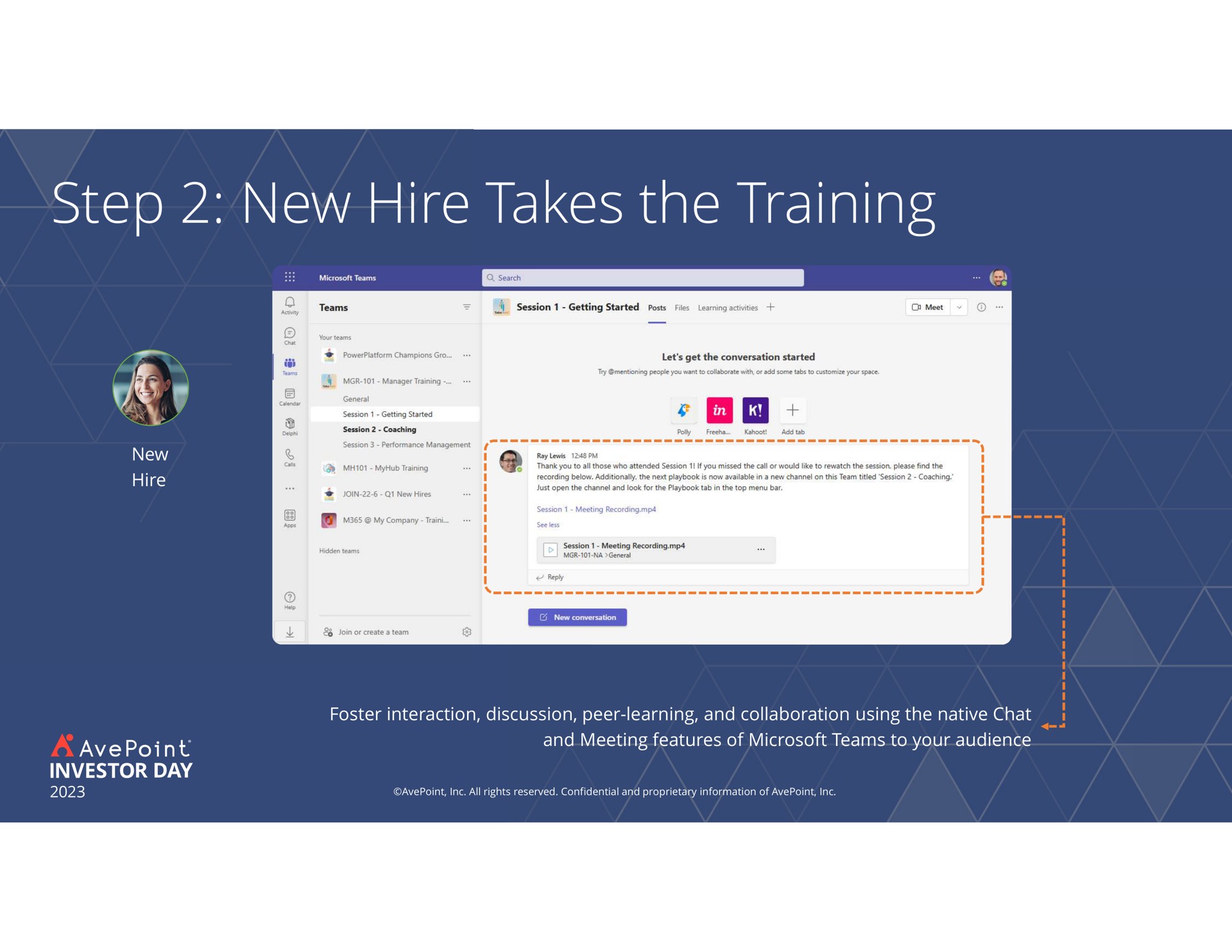 step new hire takes the training investor day | AvePoint