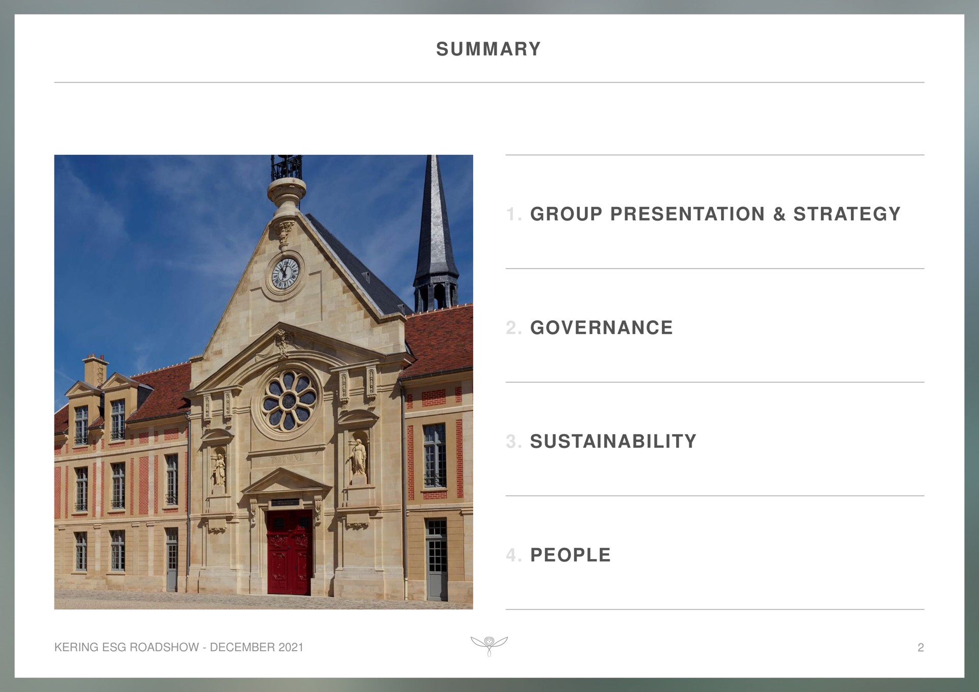 summary group presentation strategy governance people | Kering