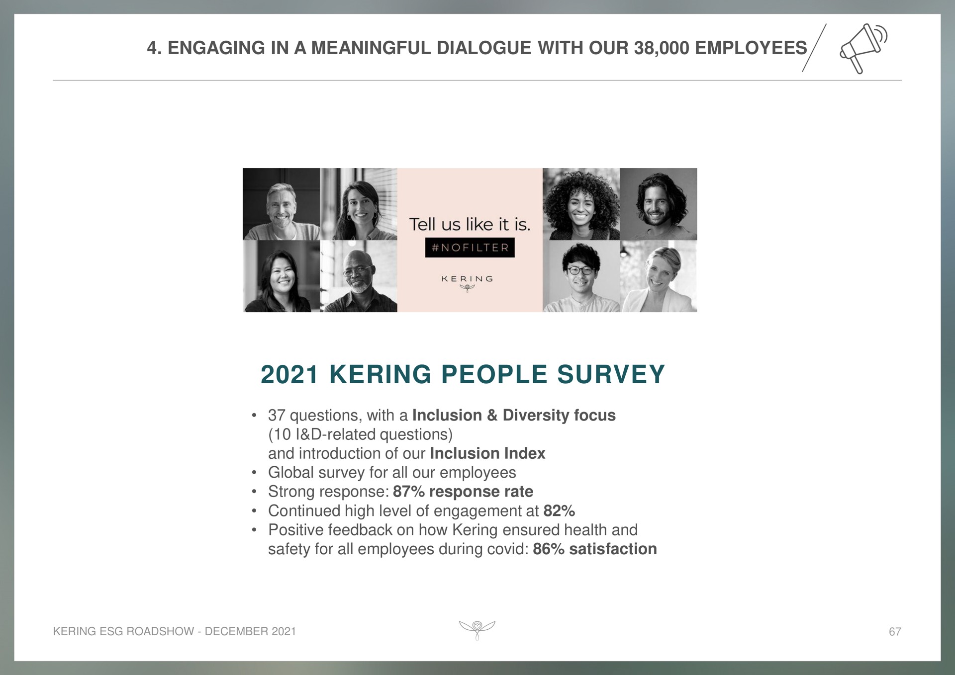 engaging in a meaningful dialogue with our employees people survey | Kering