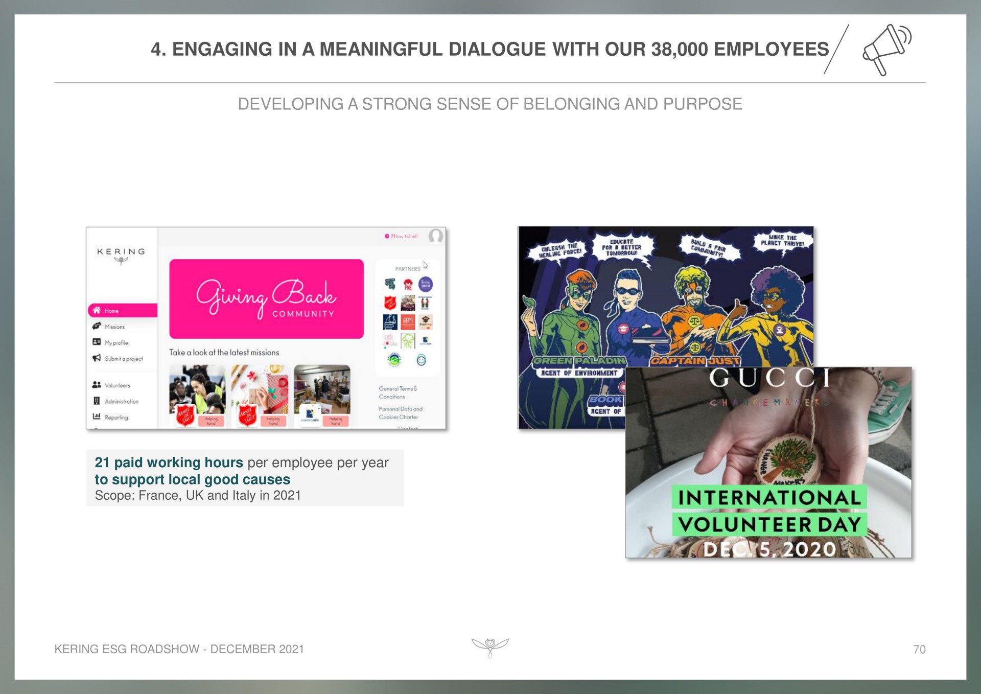 engaging in a meaningful dialogue with our employees international volunteer day | Kering