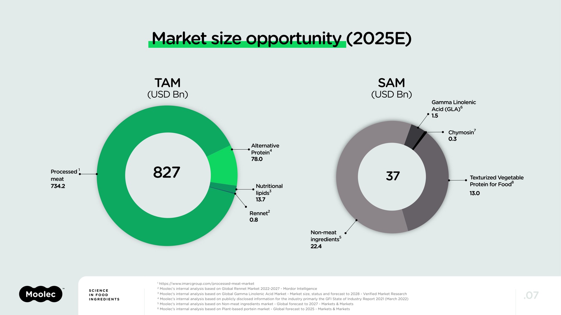 market size opportunity tam sam | Moolec Science