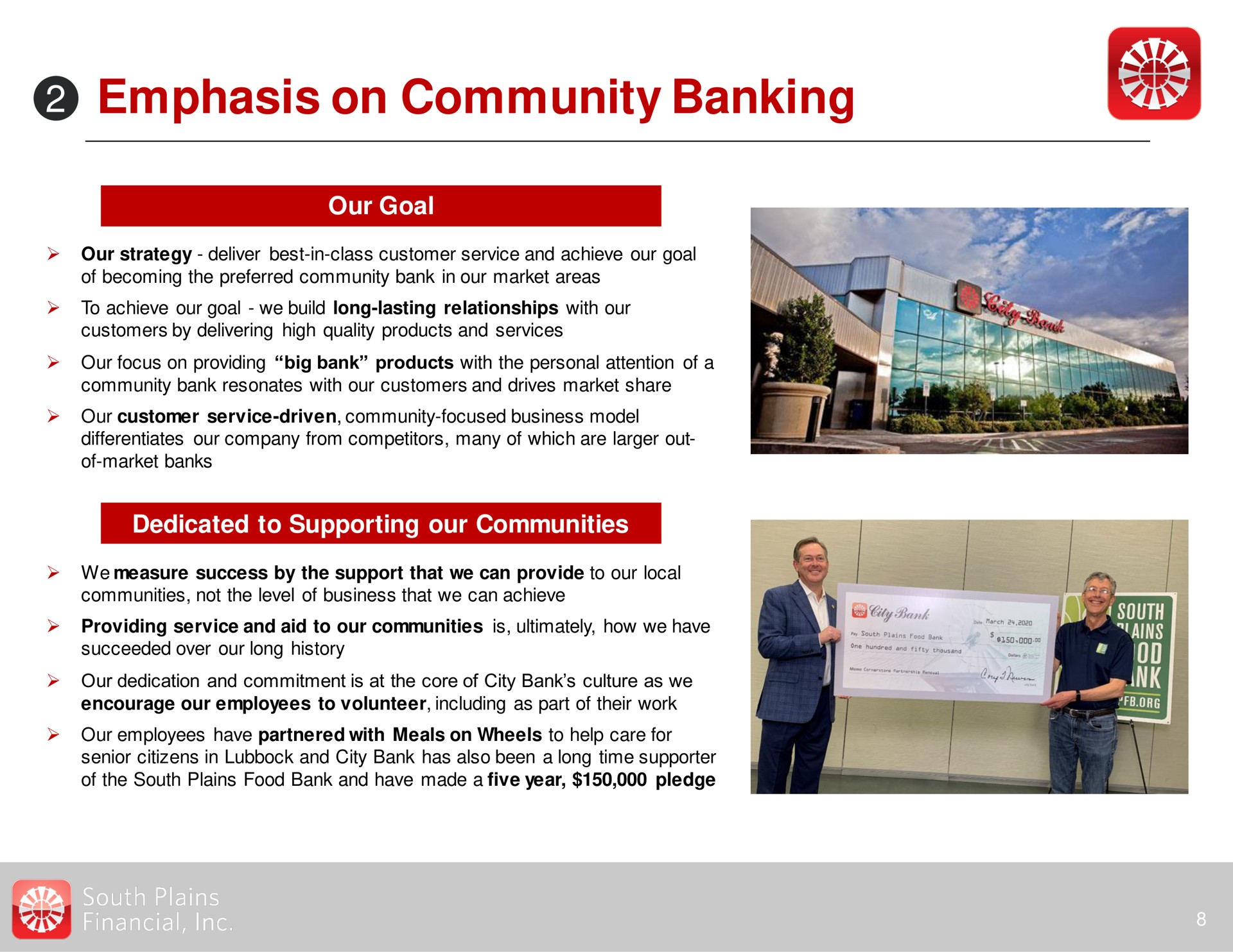 emphasis on community banking | South Plains Financial