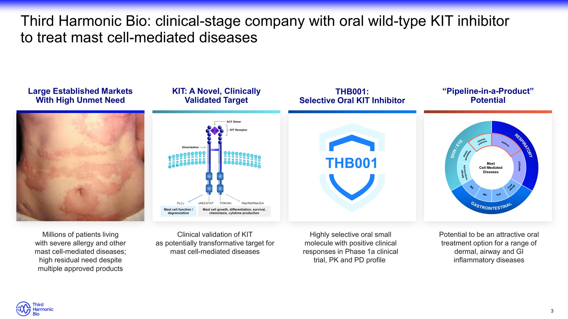 third harmonic clinical stage company with oral wild type kit inhibitor to treat mast cell mediated diseases | Third Harmonic Bio