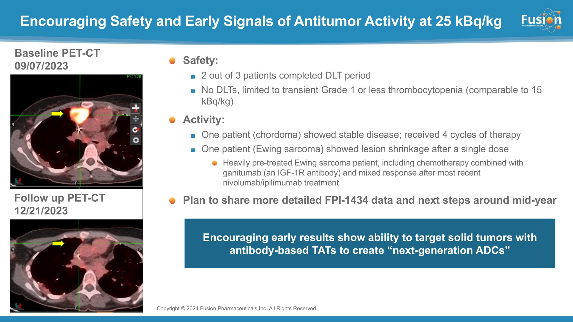 encouraging safety and early signals of activity at pet | Fusion Pharmaceuticals