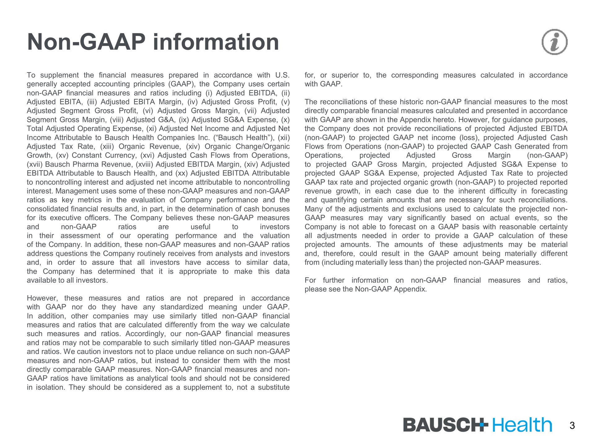 non information health | Bausch Health Companies
