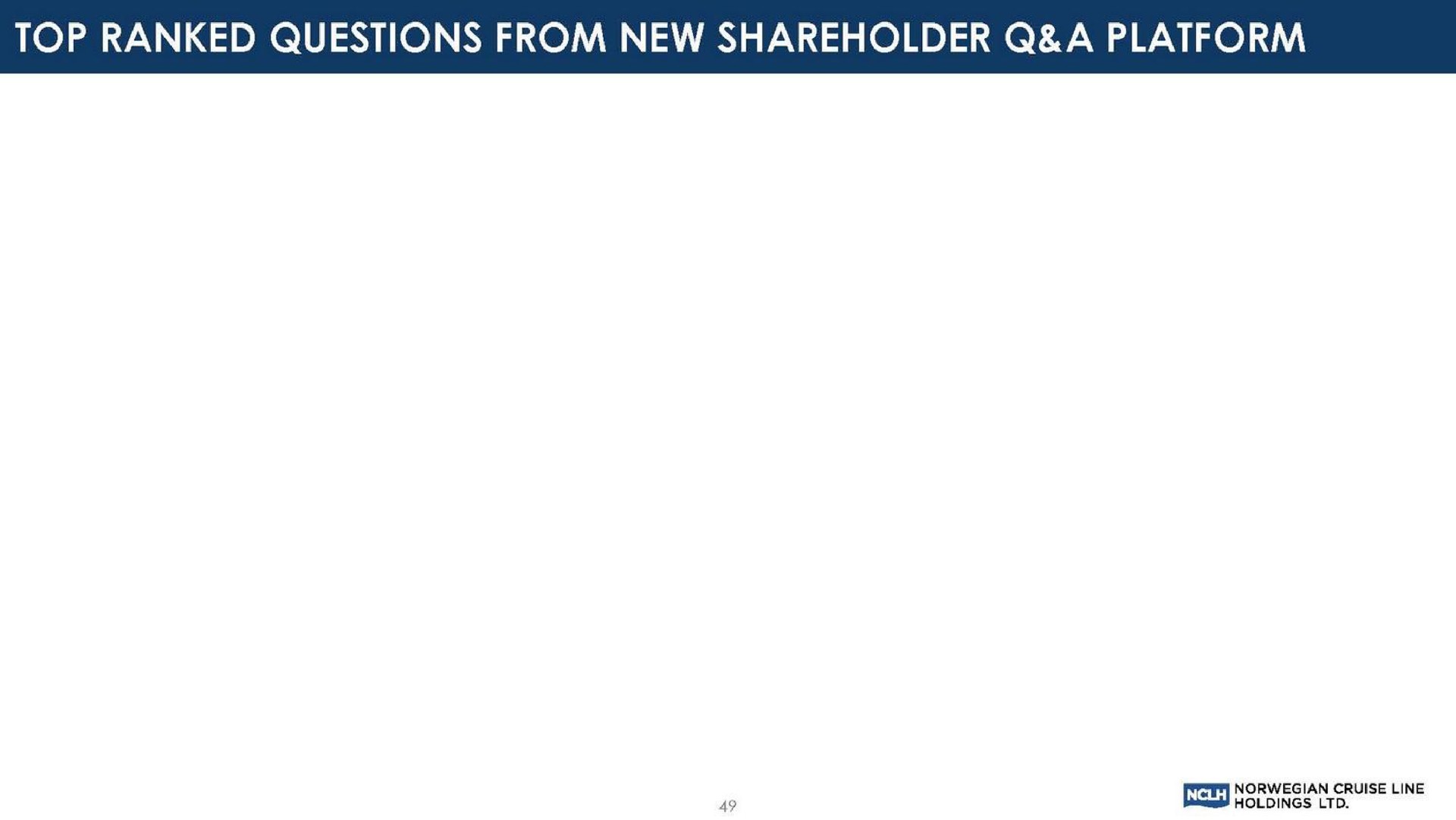 top ranked questions from new shareholder a platform | Norwegian Cruise Line