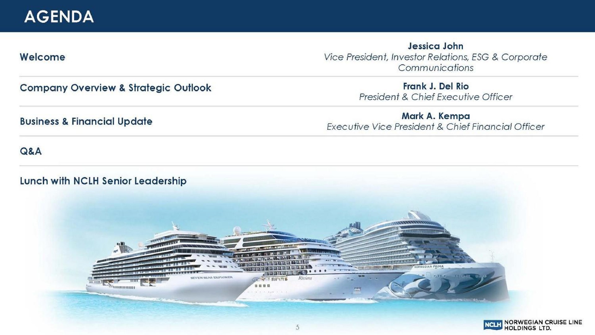 agenda | Norwegian Cruise Line