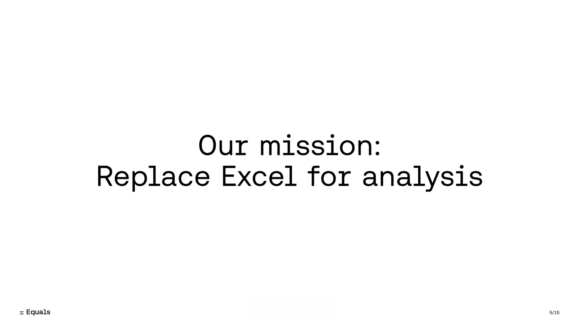 our mission replace excel for analysis | Equals