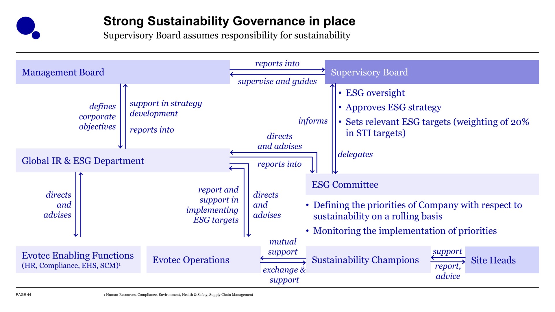 strong governance in place defines support strategy approves strategy | Evotec