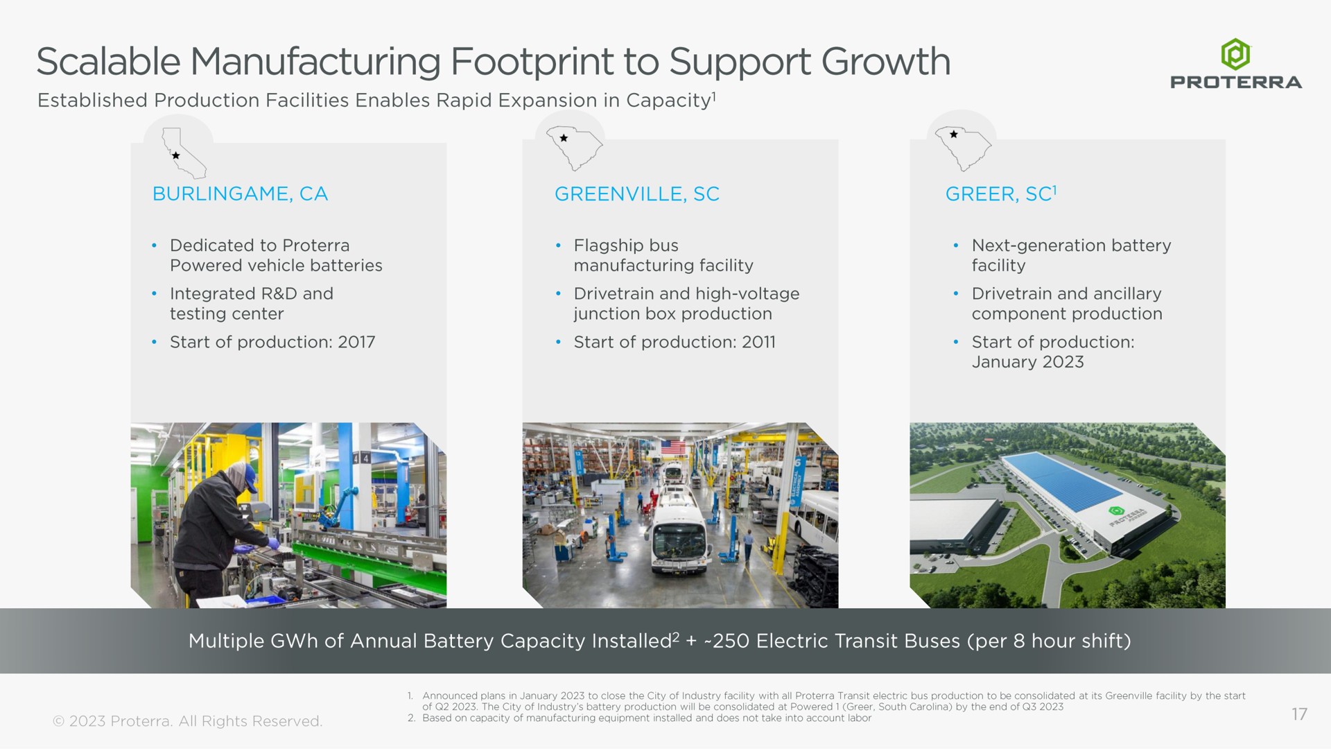 scalable manufacturing footprint to support growth a | Proterra