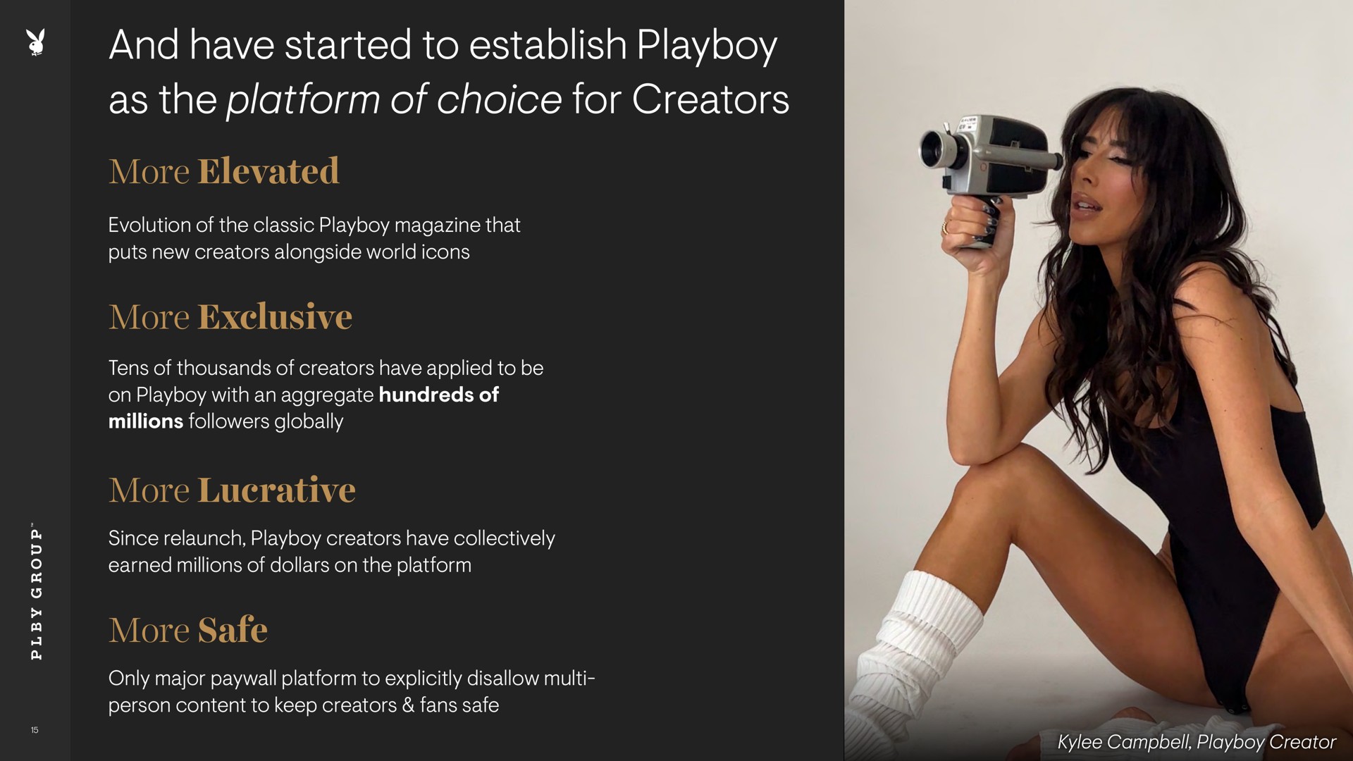 and have started to establish playboy as the platform of choice for creators more elevated more exclusive more lucrative more safe | Playboy