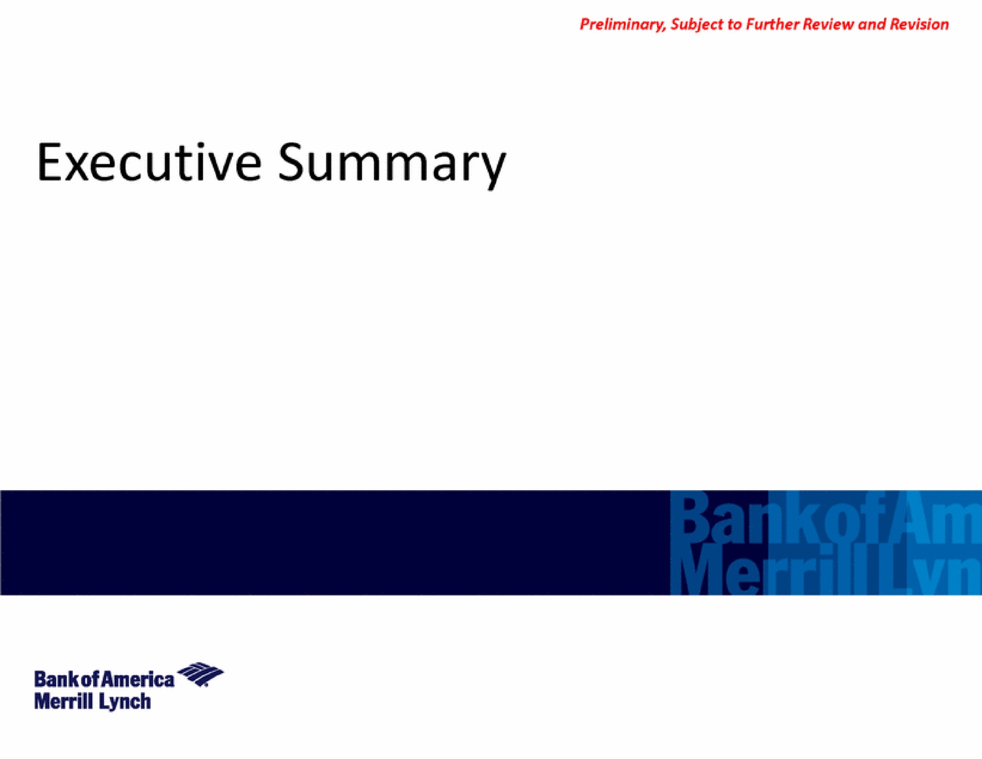 executive summary bank of lynch | Bank of America