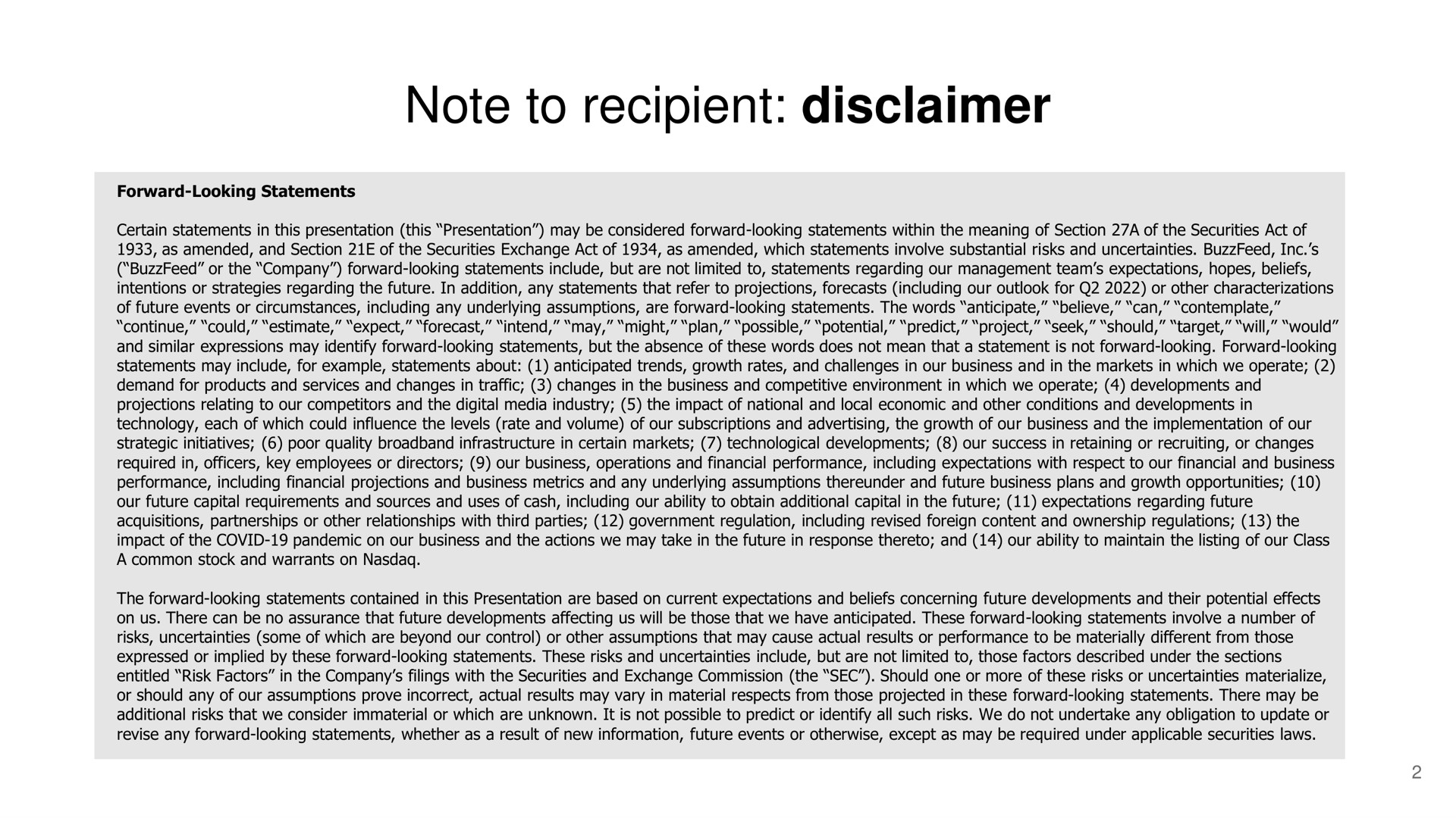 note to recipient disclaimer | BuzzFeed