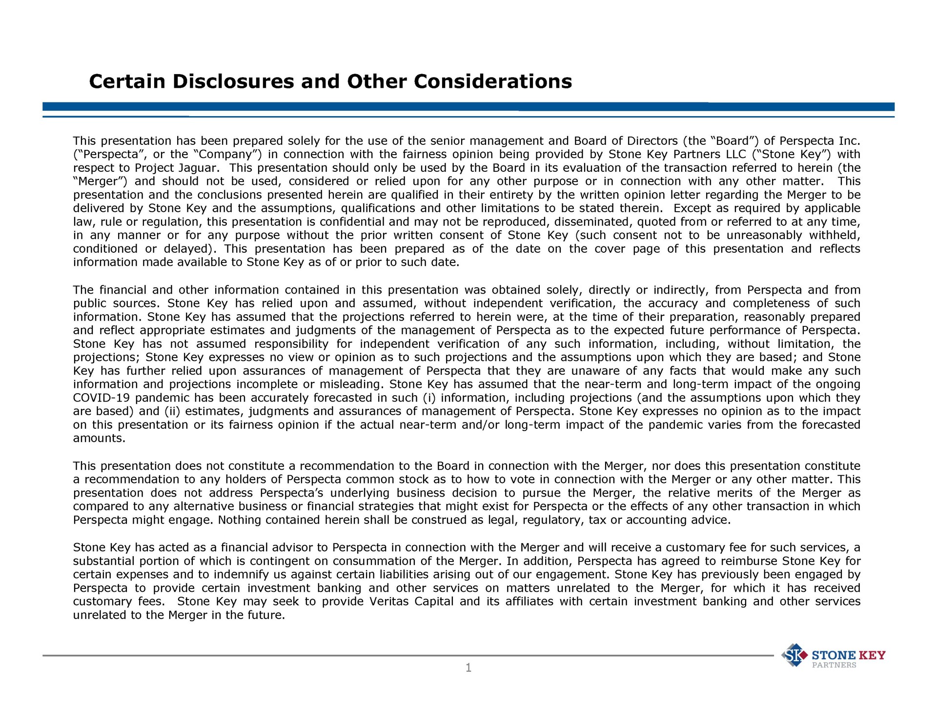 certain disclosures and other considerations sie stone key | Stone Key Partners