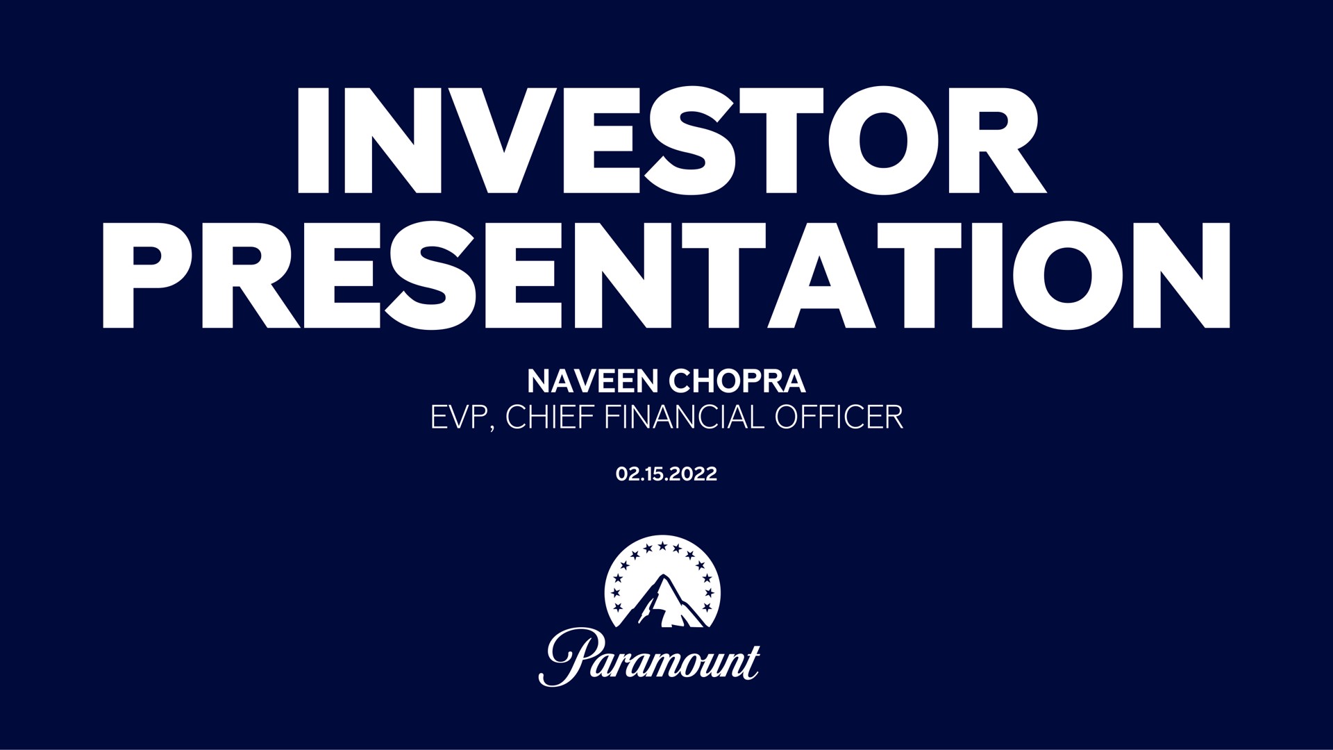 investor presentation i | Paramount