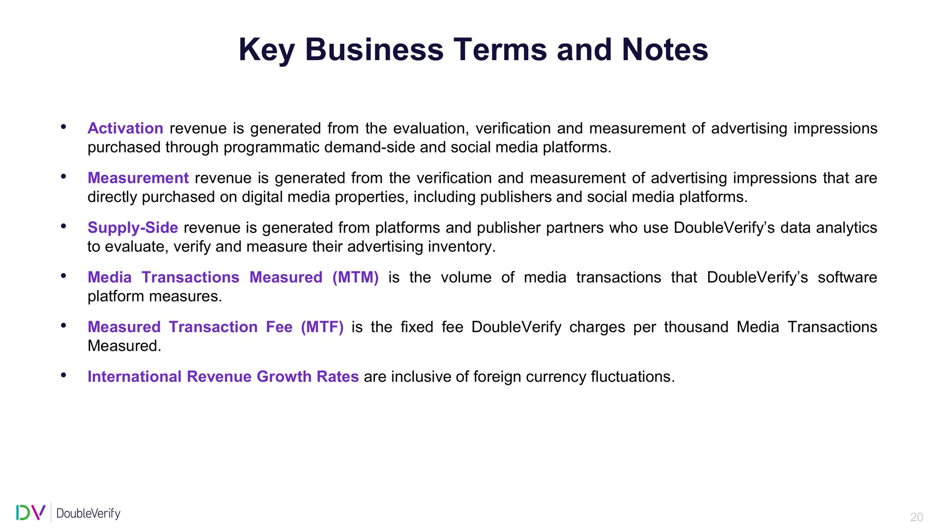 key business terms and notes | DoubleVerify
