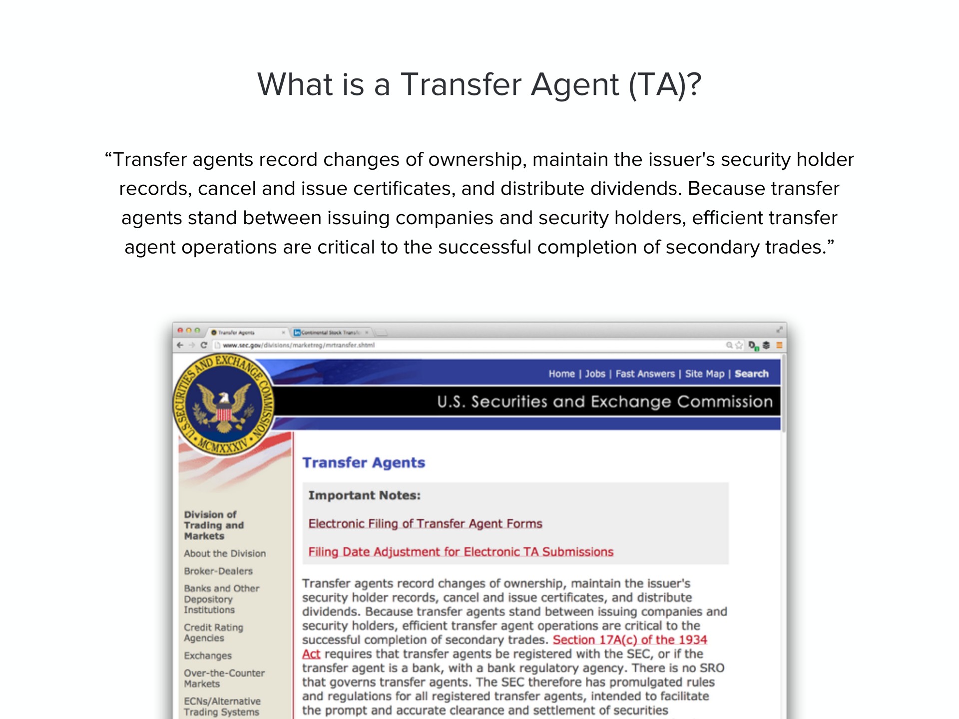 what is a transfer agent | Carta