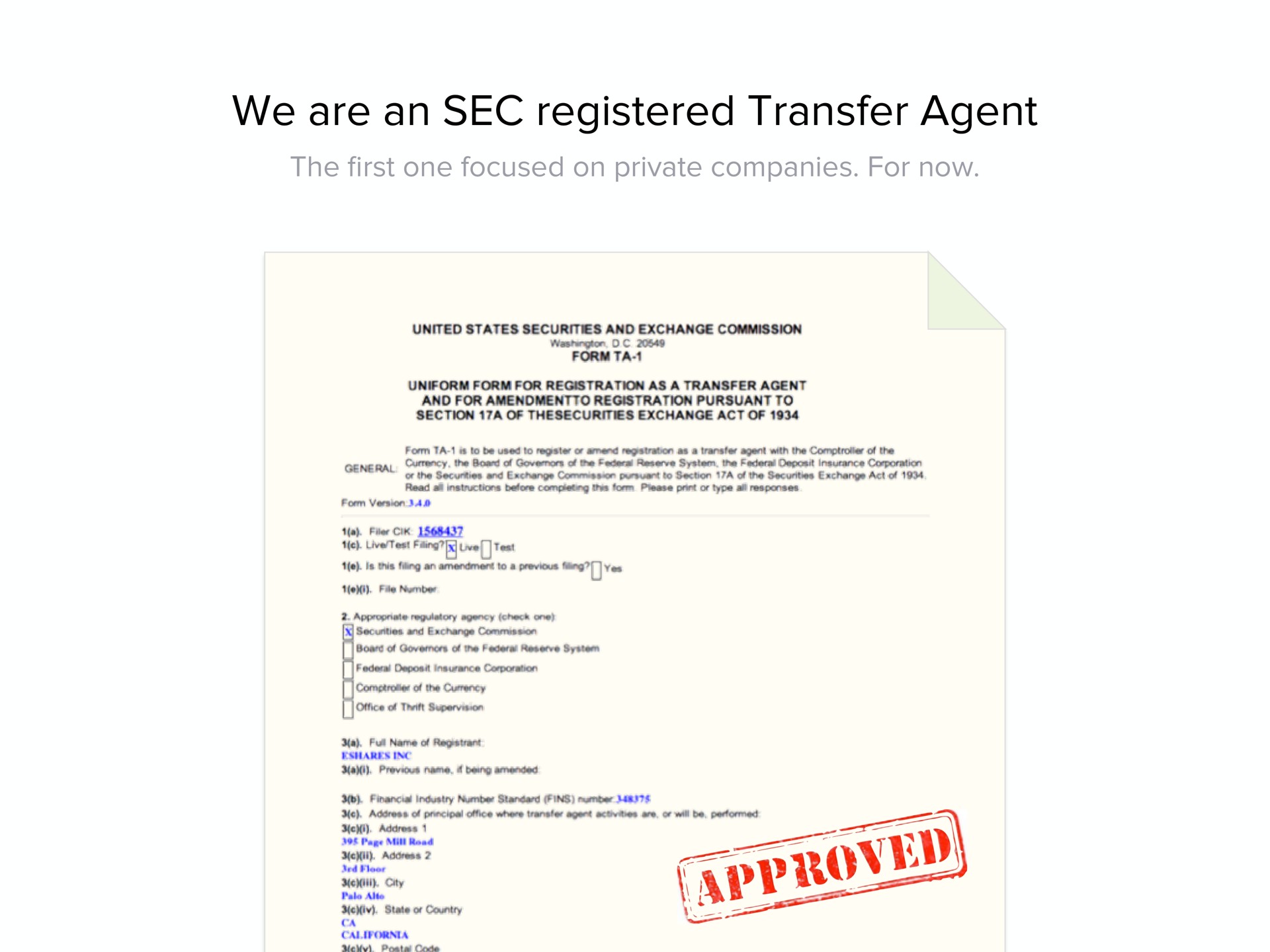 we are an sec registered transfer agent | Carta