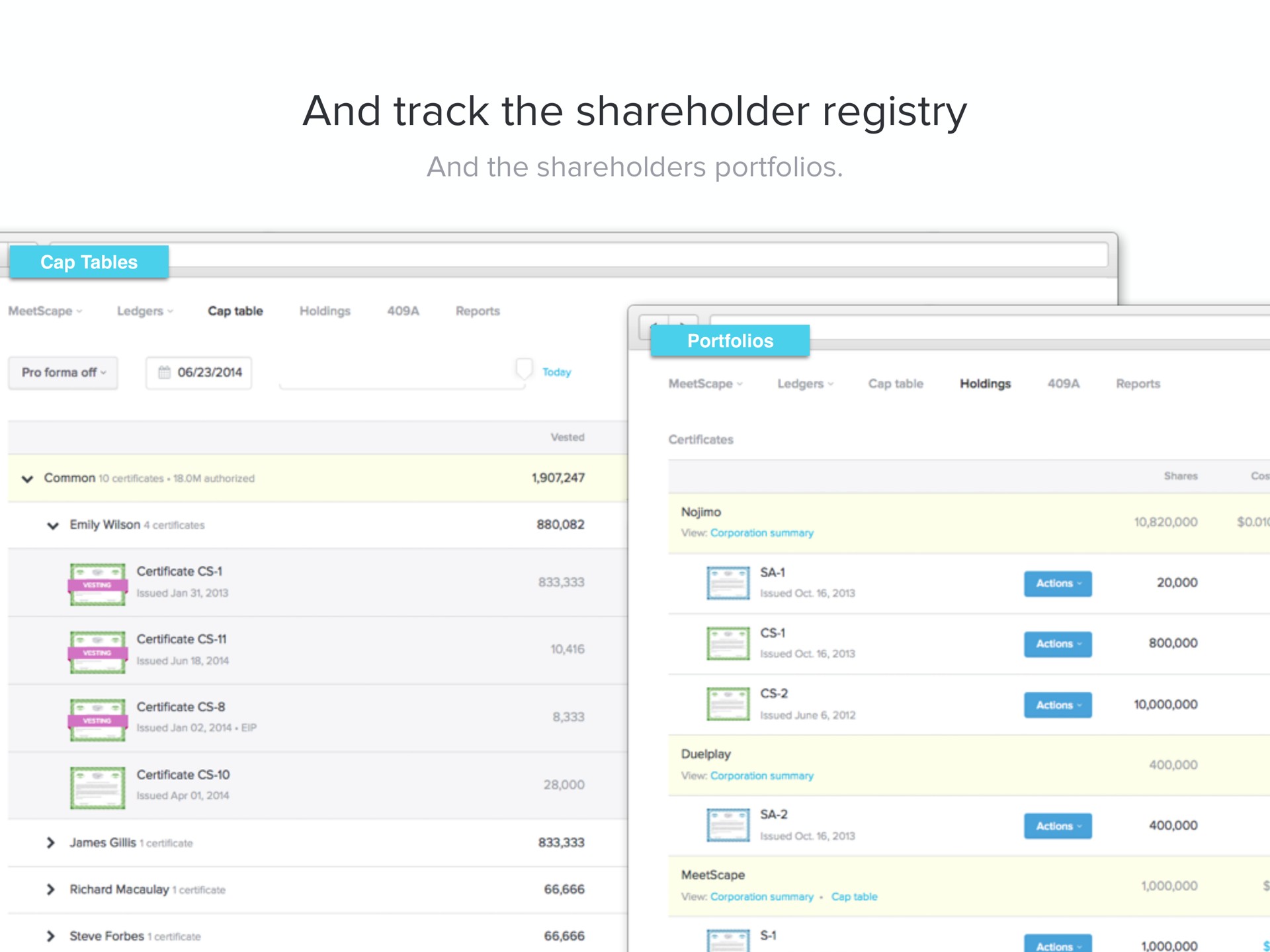 and track the shareholder registry | Carta